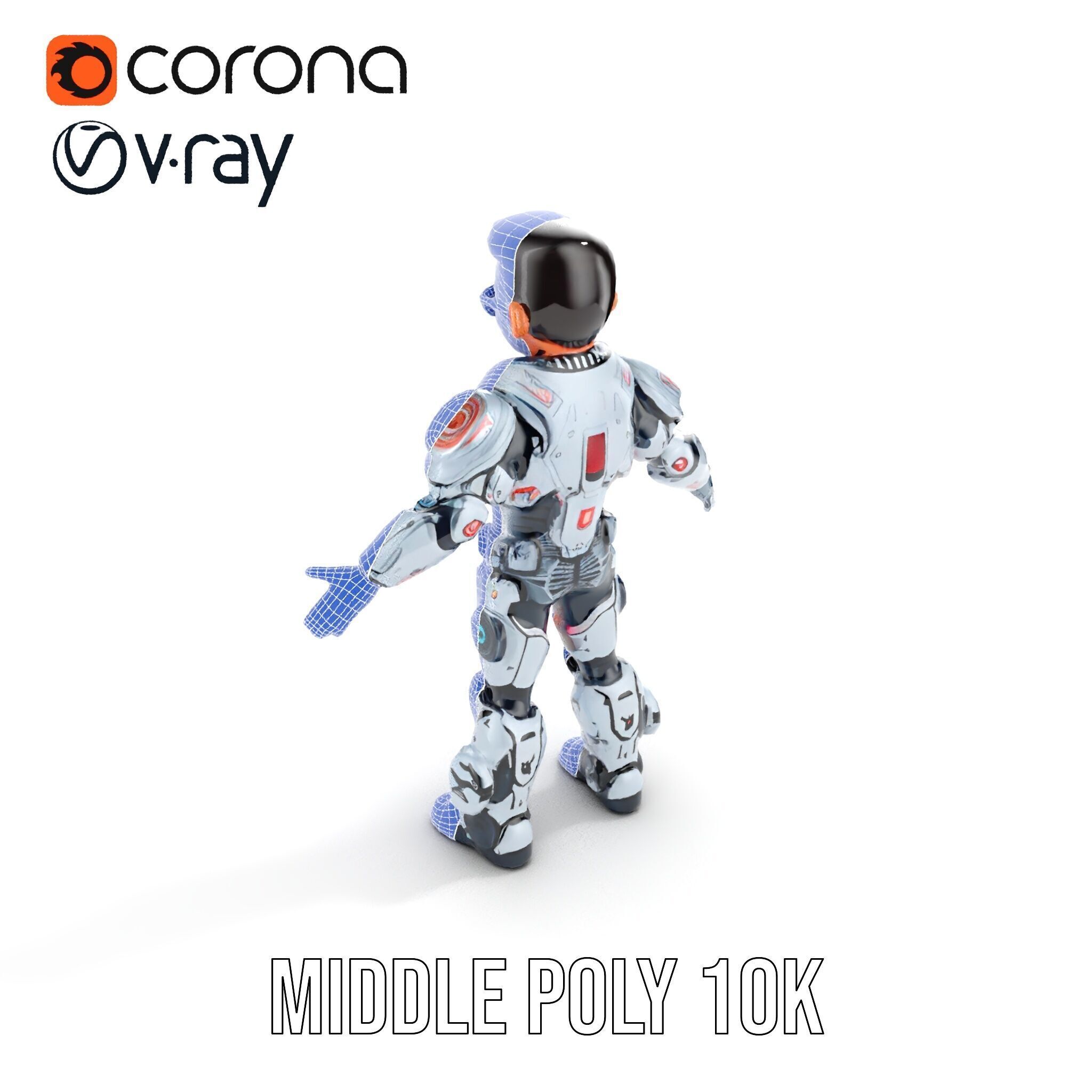 Futuristic Cyber Warrior Character Model  Fully Rigged and An... Low-poly 3D model_26