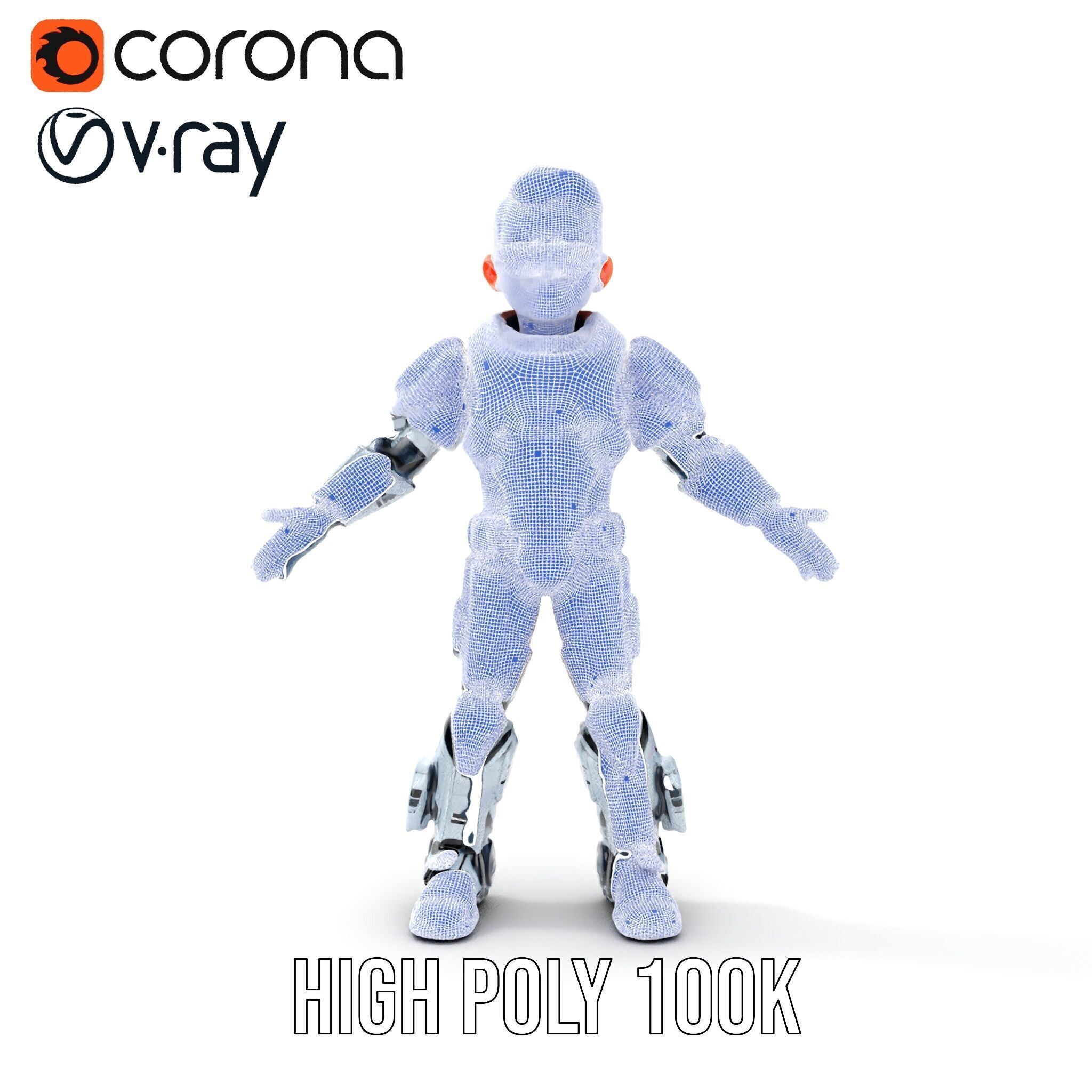 Futuristic Cyber Warrior Character Model  Fully Rigged and An... Low-poly 3D model_37