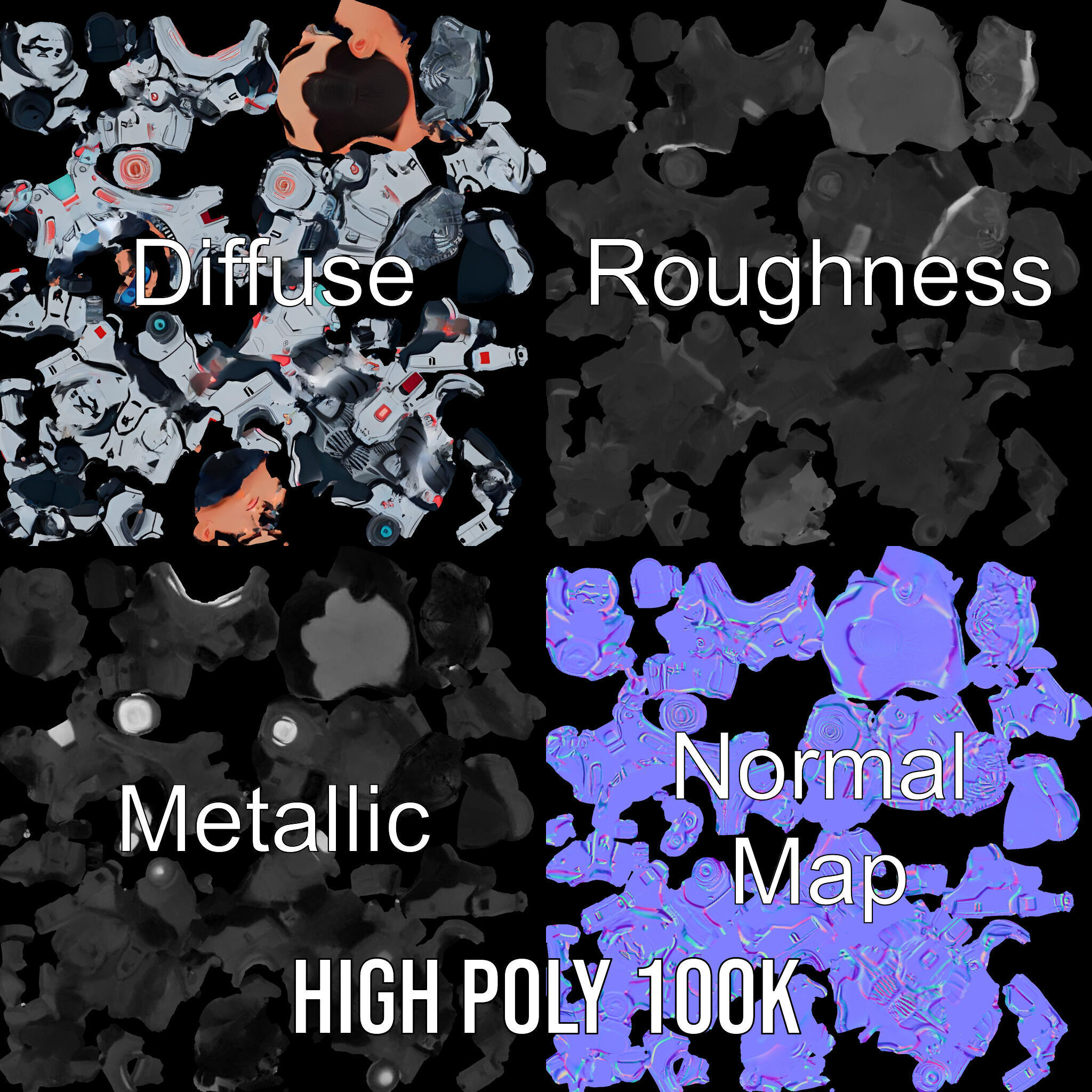 Futuristic Cyber Warrior Character Model  Fully Rigged and An... Low-poly 3D model_4