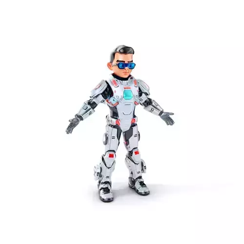 Futuristic Cyber Warrior Character Model  Fully Rigged and An... Low-poly 3D model