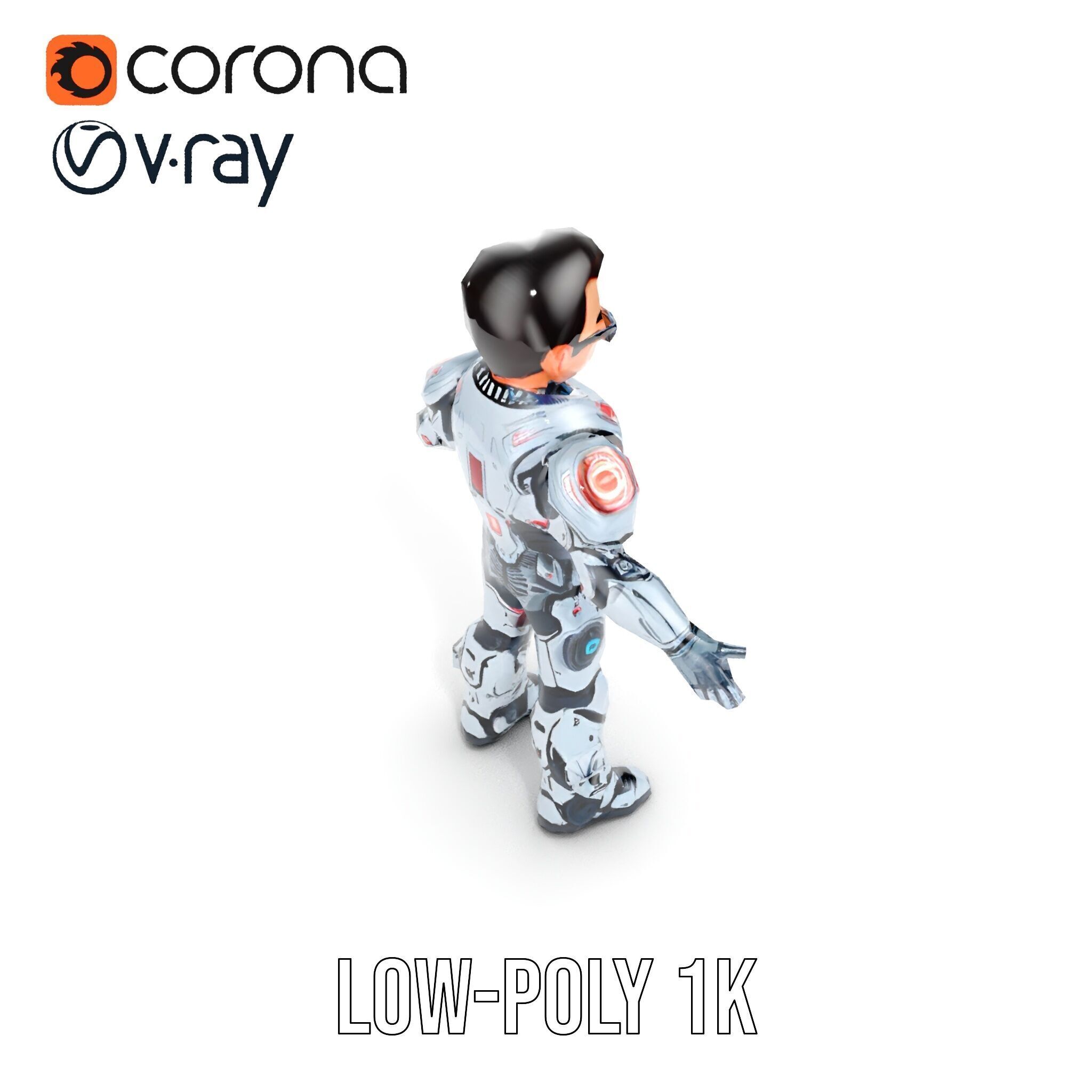 Futuristic Cyber Warrior Character Model  Fully Rigged and An... Low-poly 3D model_21