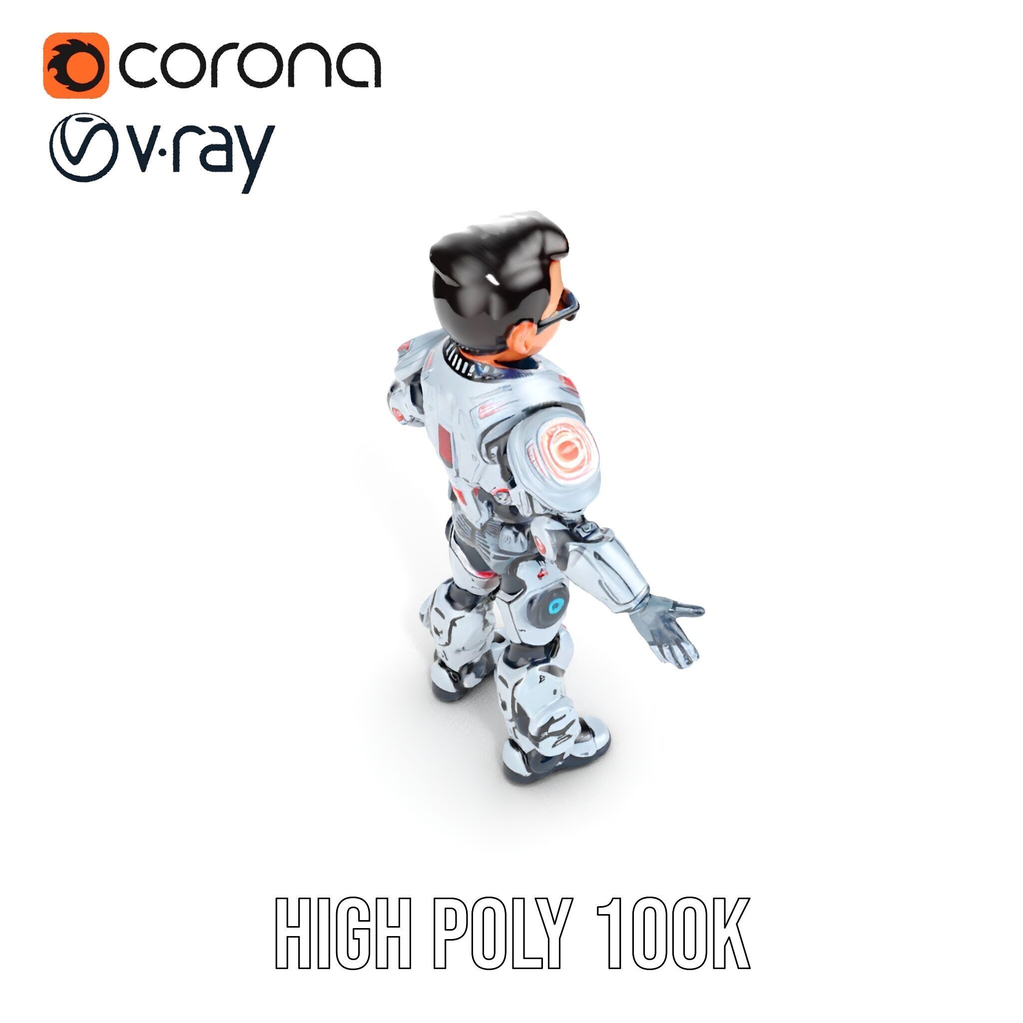 Futuristic Cyber Warrior Character Model  Fully Rigged and An... Low-poly 3D model_22