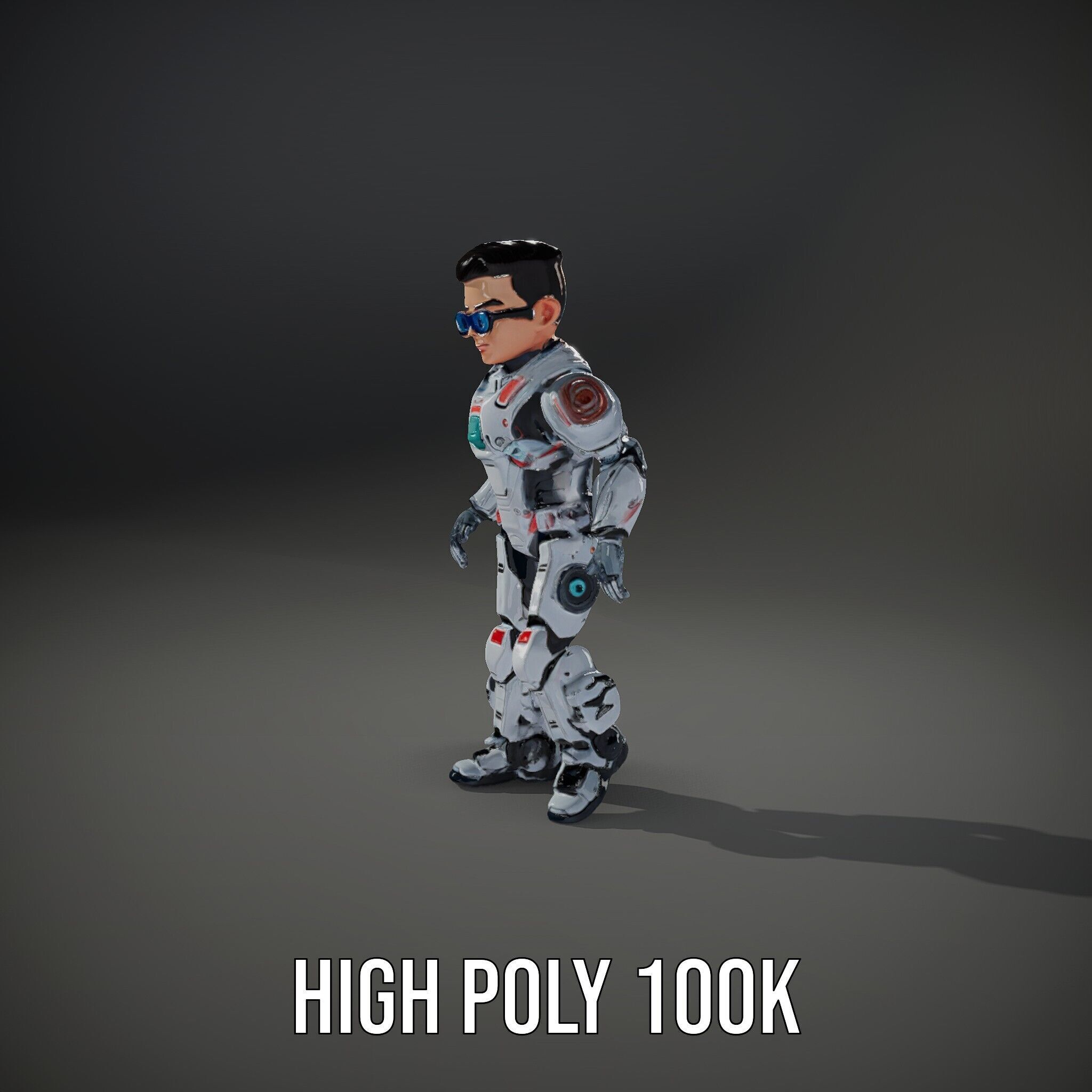 Futuristic Cyber Warrior Character Model  Fully Rigged and An... Low-poly 3D model_19