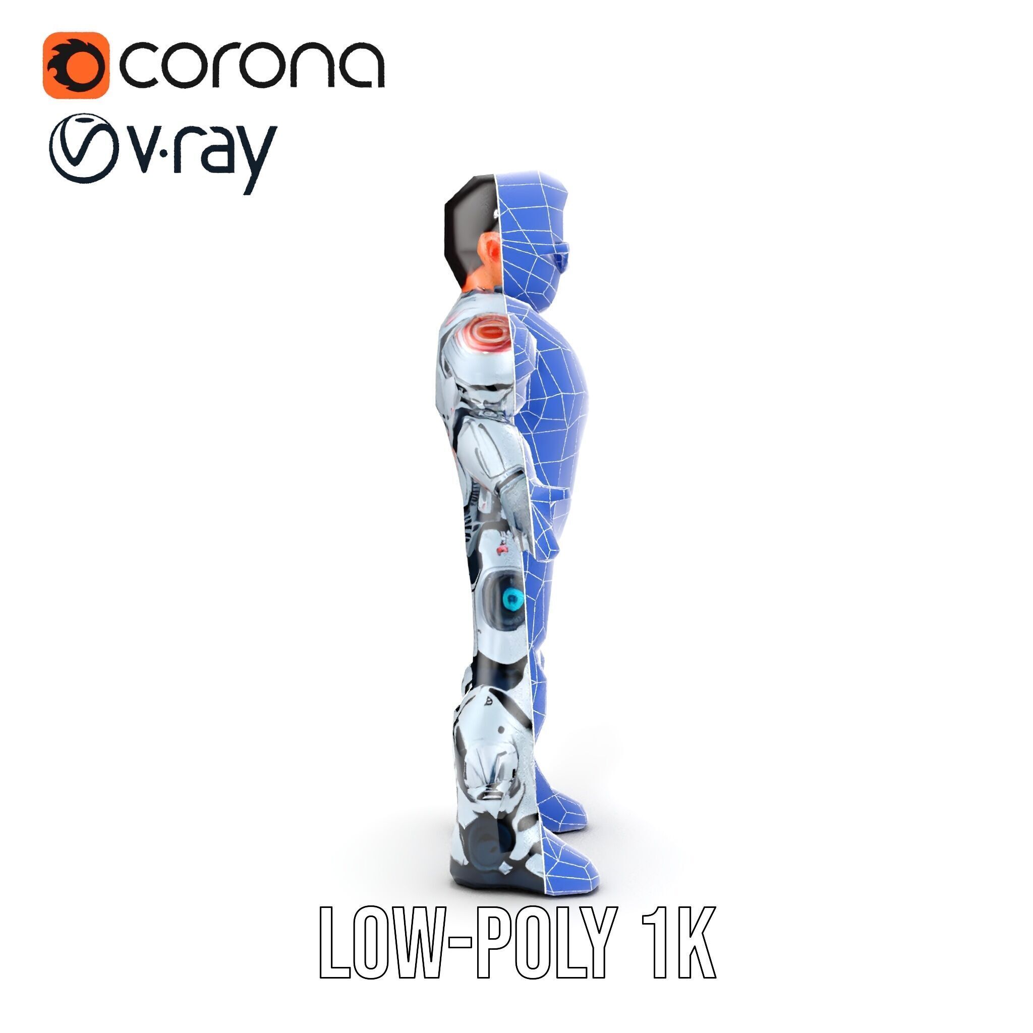 Futuristic Cyber Warrior Character Model  Fully Rigged and An... Low-poly 3D model_33