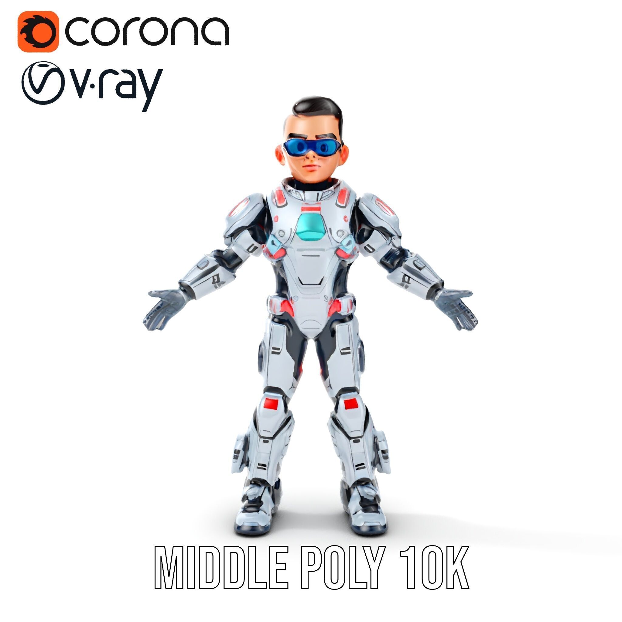 Futuristic Cyber Warrior Character Model  Fully Rigged and An... Low-poly 3D model_17