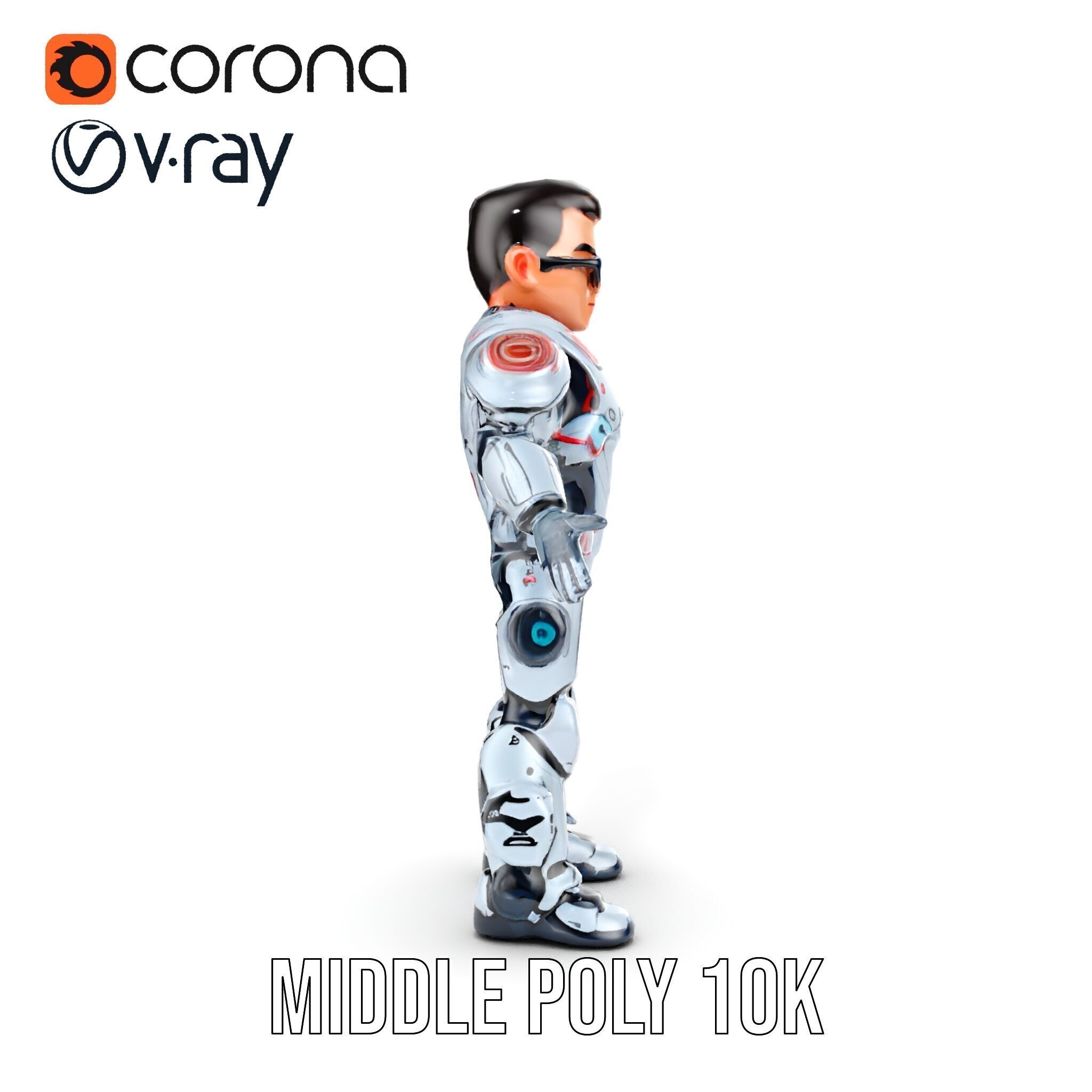 Futuristic Cyber Warrior Character Model  Fully Rigged and An... Low-poly 3D model_20