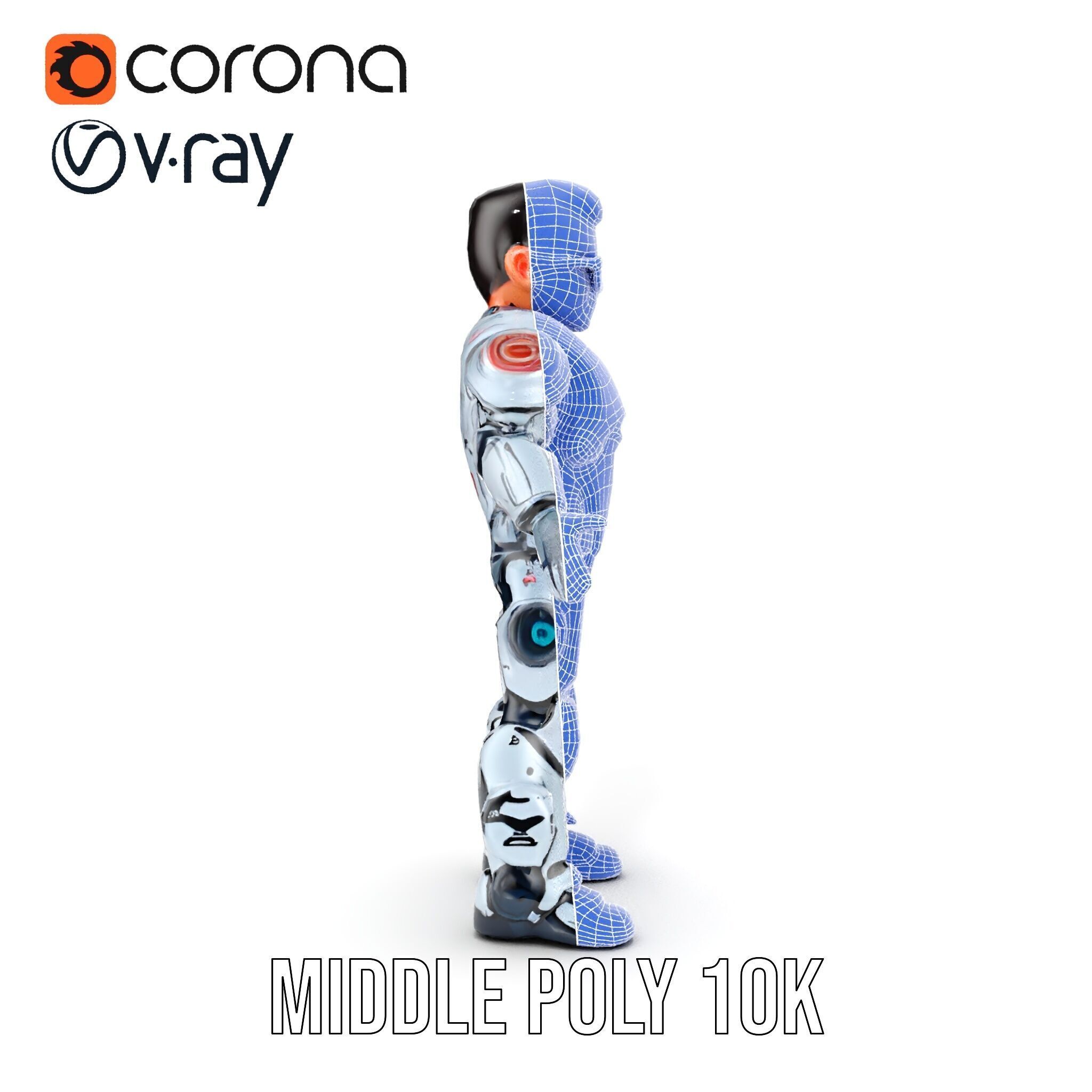 Futuristic Cyber Warrior Character Model  Fully Rigged and An... Low-poly 3D model_38