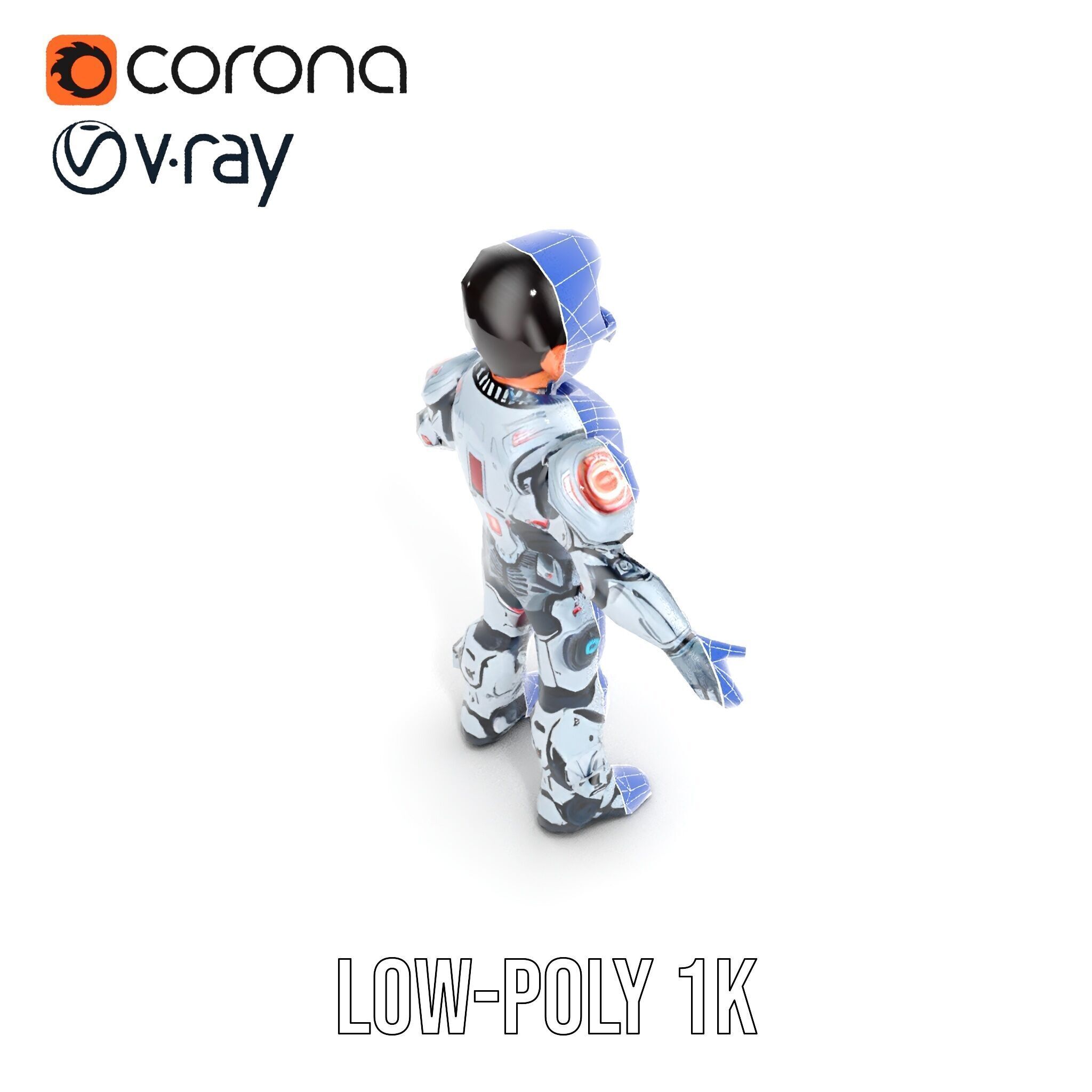 Futuristic Cyber Warrior Character Model  Fully Rigged and An... Low-poly 3D model_12