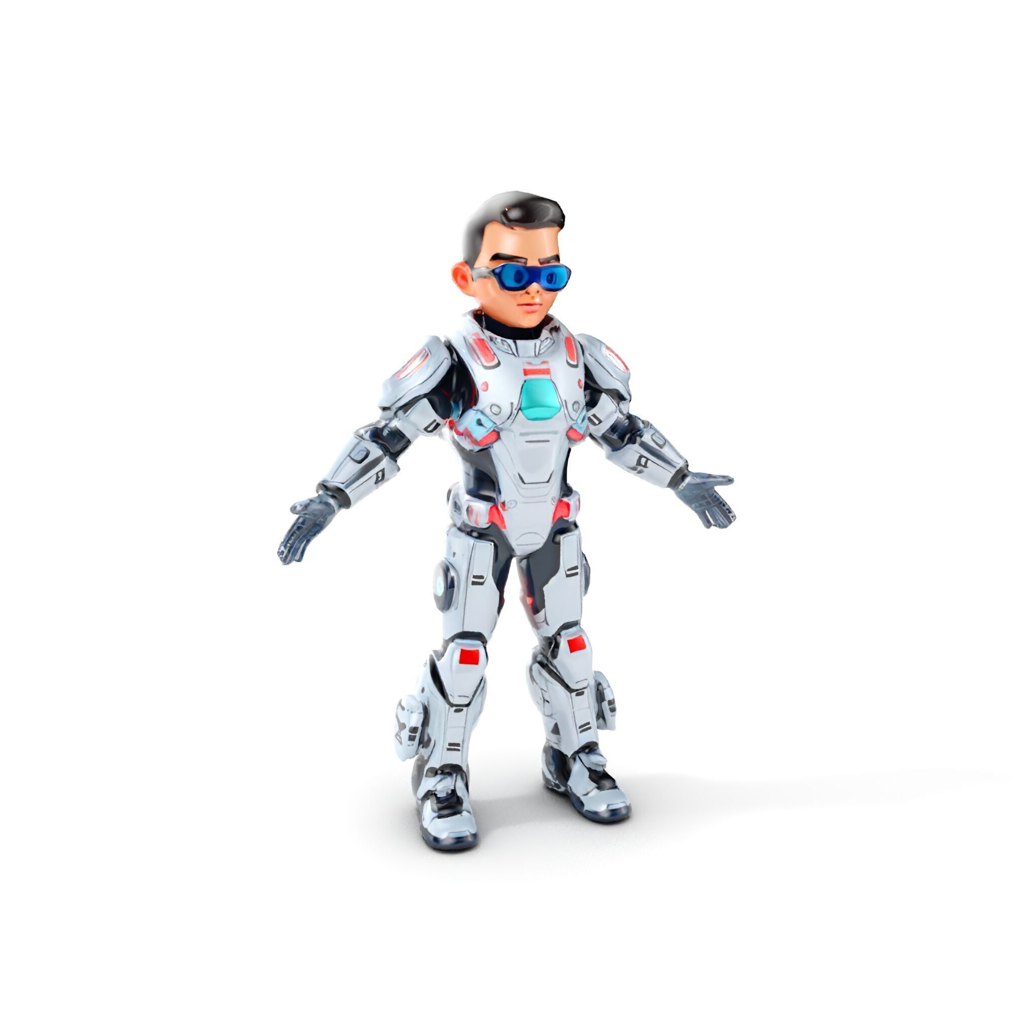 Futuristic Cyber Warrior Character Model  Fully Rigged and An... Low-poly 3D model_11