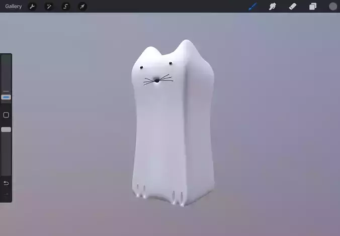 Cat - Minimal White 3D Model for Procreate 3D 3D model