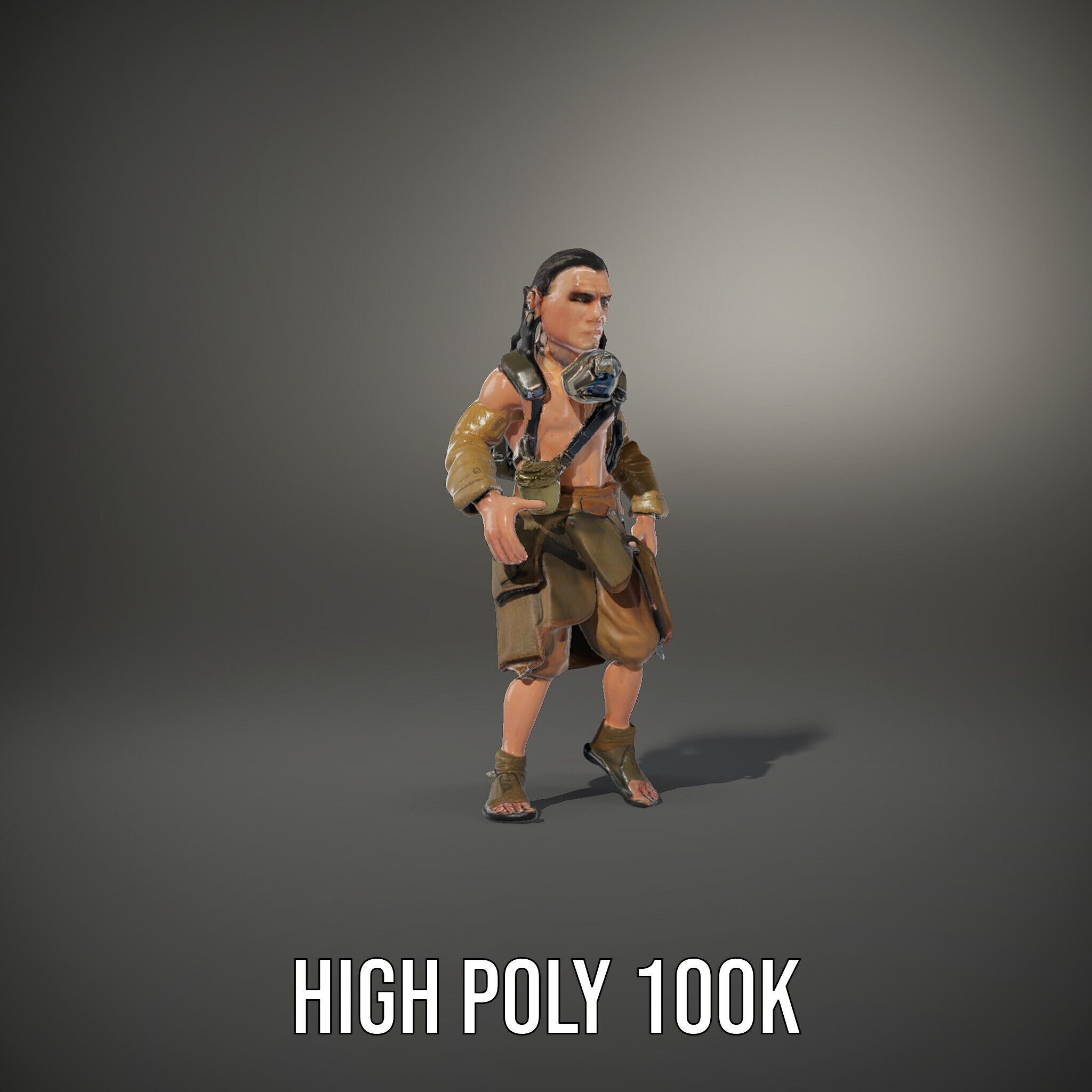 PostApocalyptic Survivor Rigged and Animated D Character Model Low-poly 3D model_31