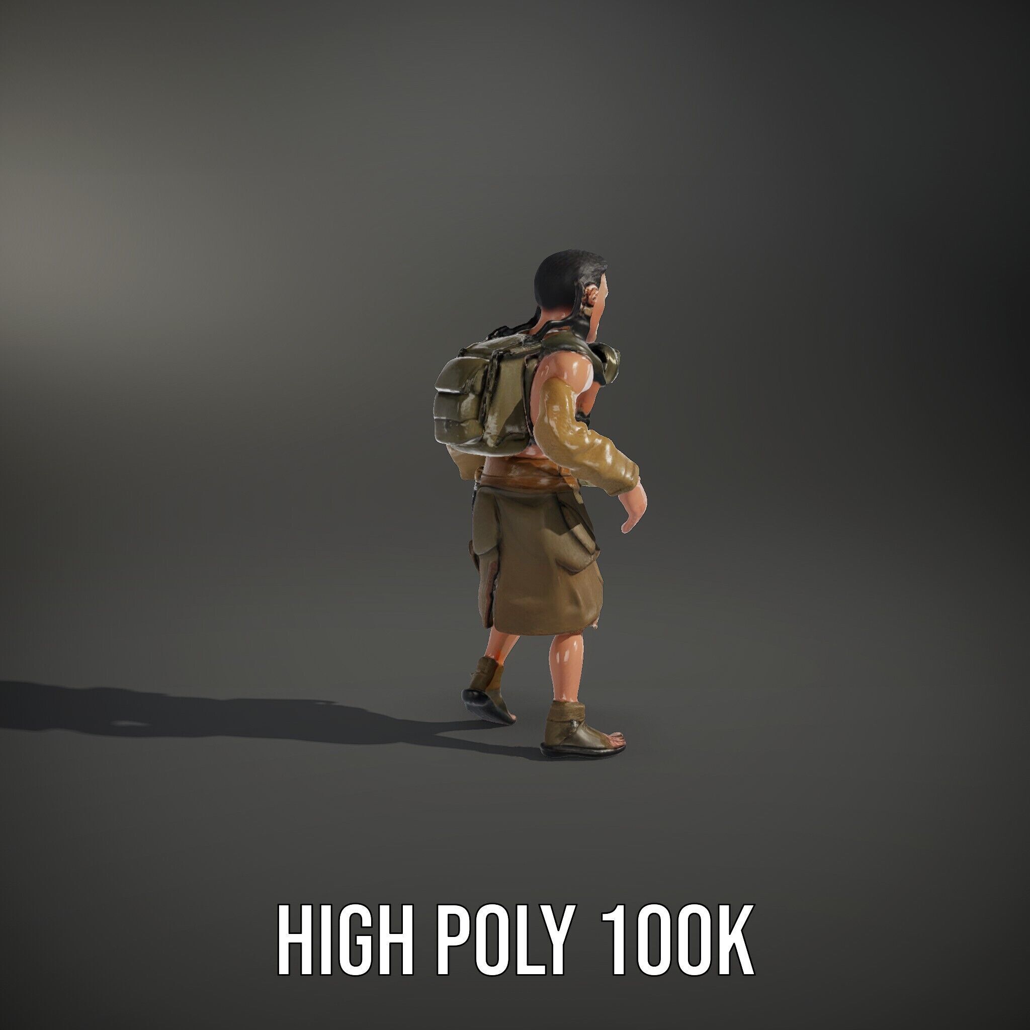 PostApocalyptic Survivor Rigged and Animated D Character Model Low-poly 3D model_39