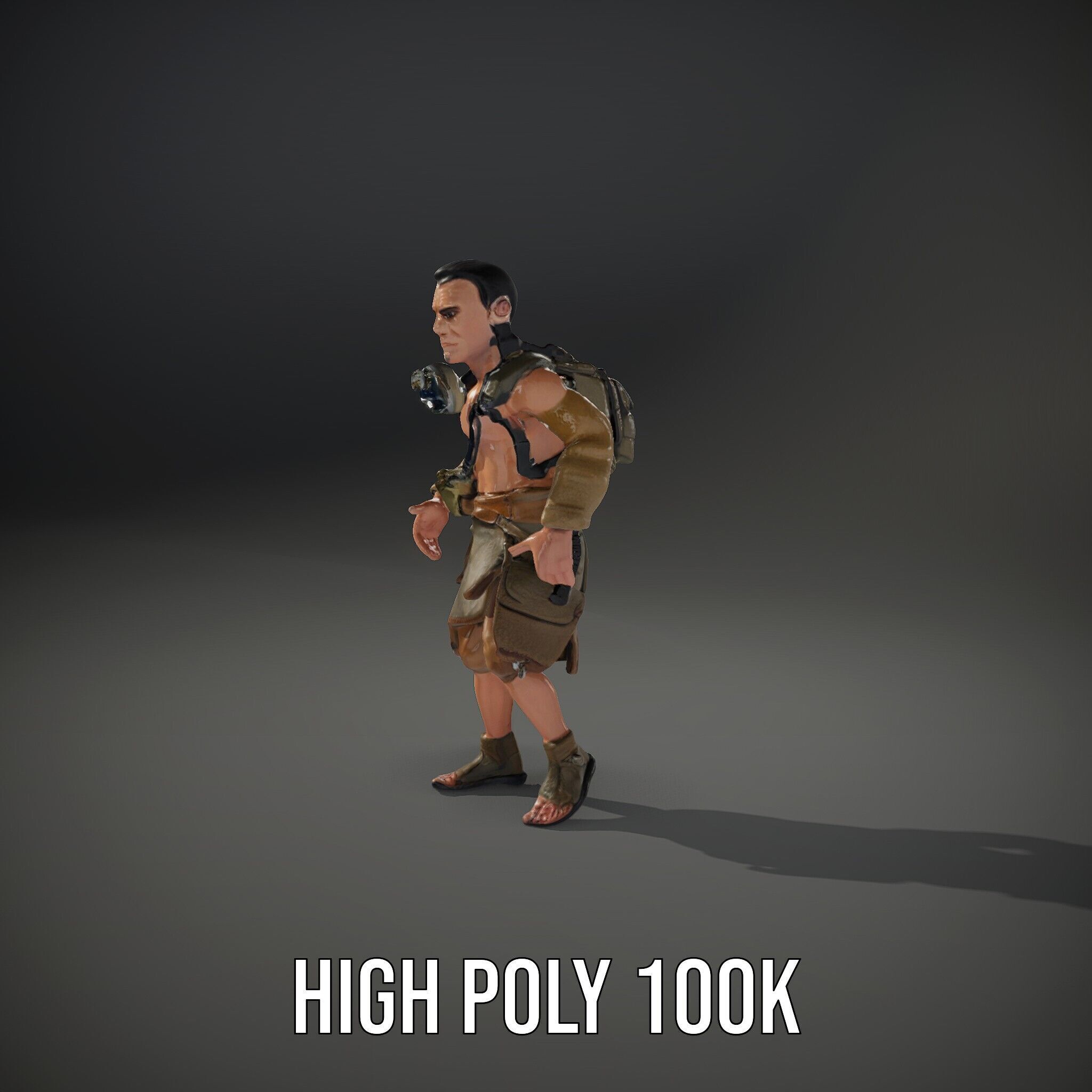 PostApocalyptic Survivor Rigged and Animated D Character Model Low-poly 3D model_28