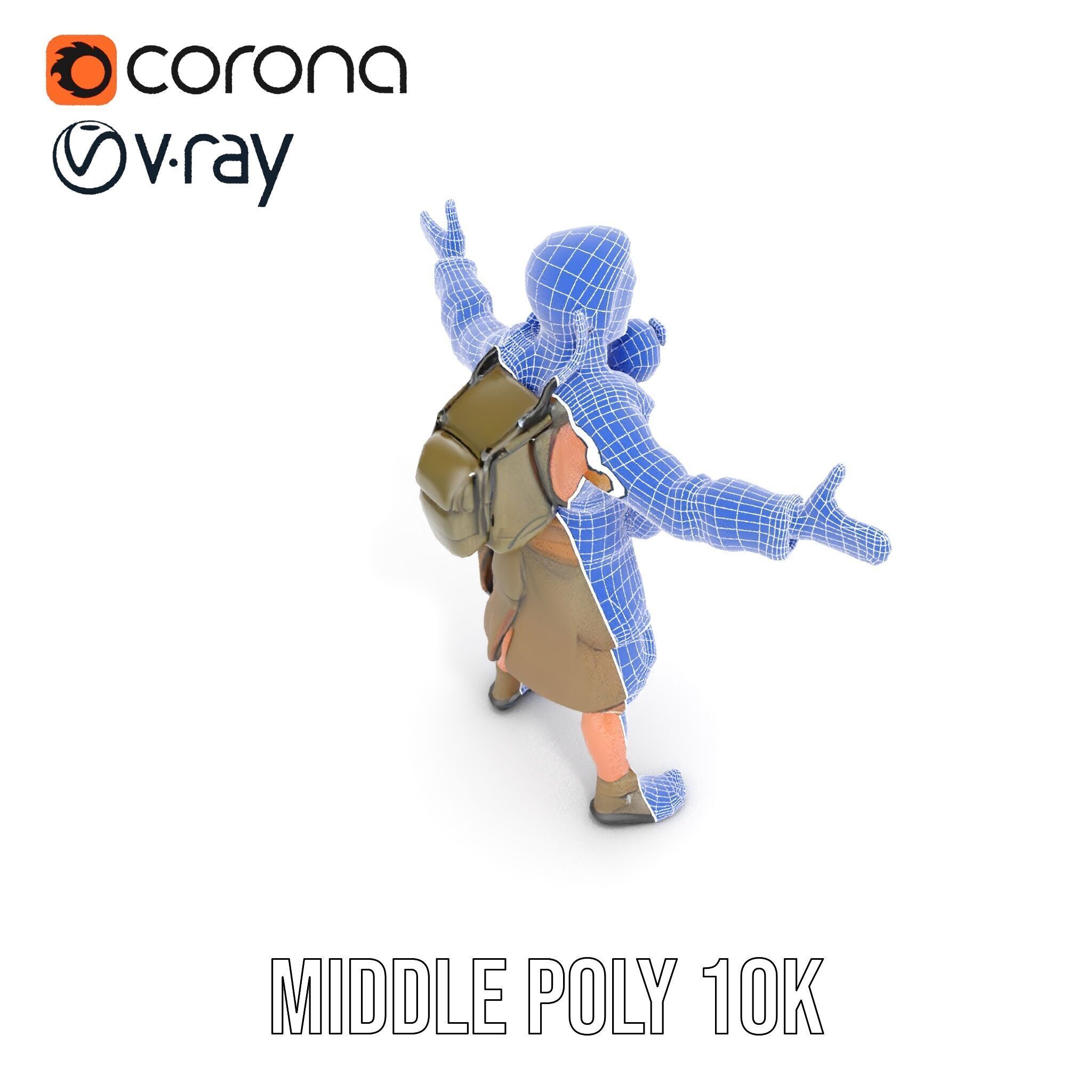 PostApocalyptic Survivor Rigged and Animated D Character Model Low-poly 3D model_26