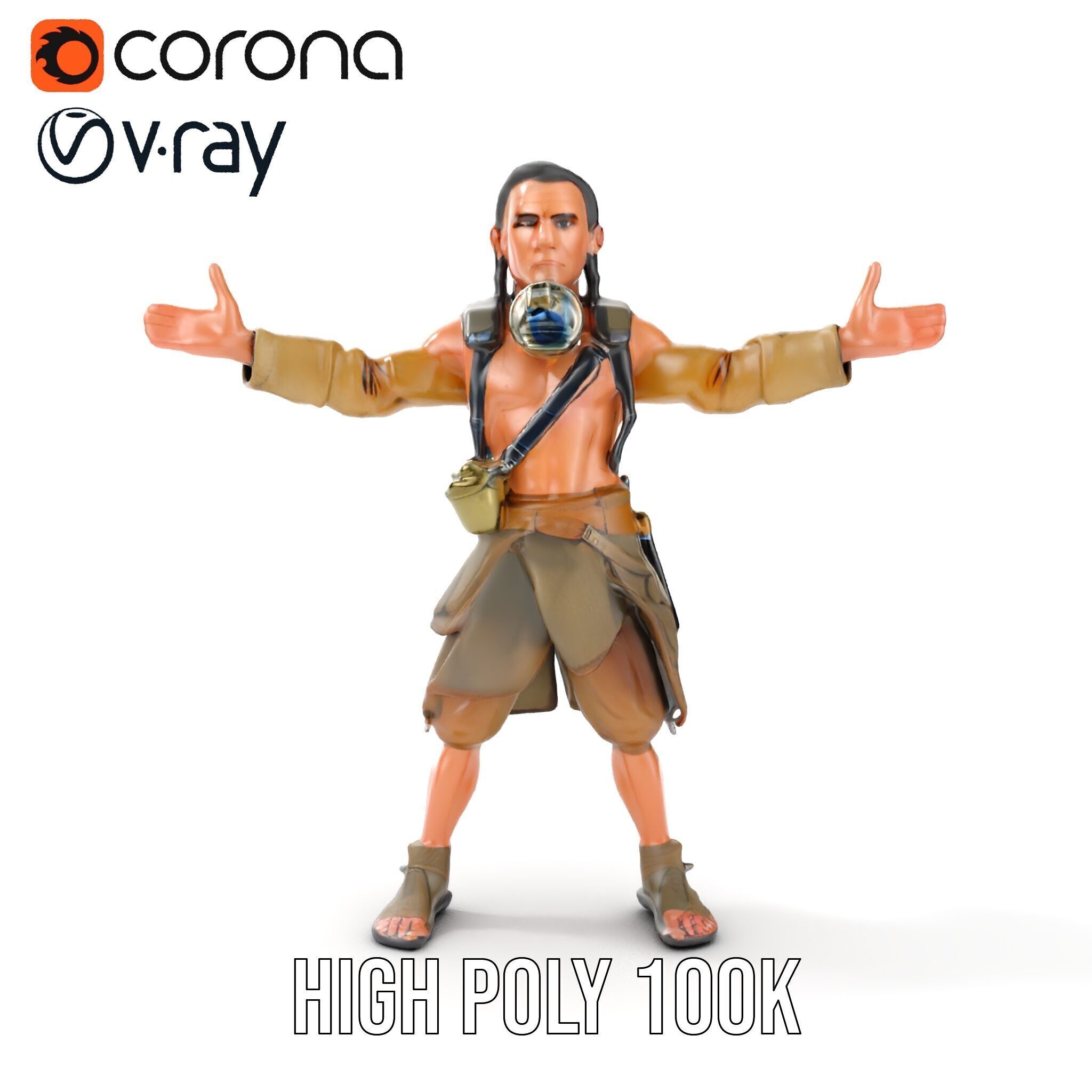 PostApocalyptic Survivor Rigged and Animated D Character Model Low-poly 3D model_22