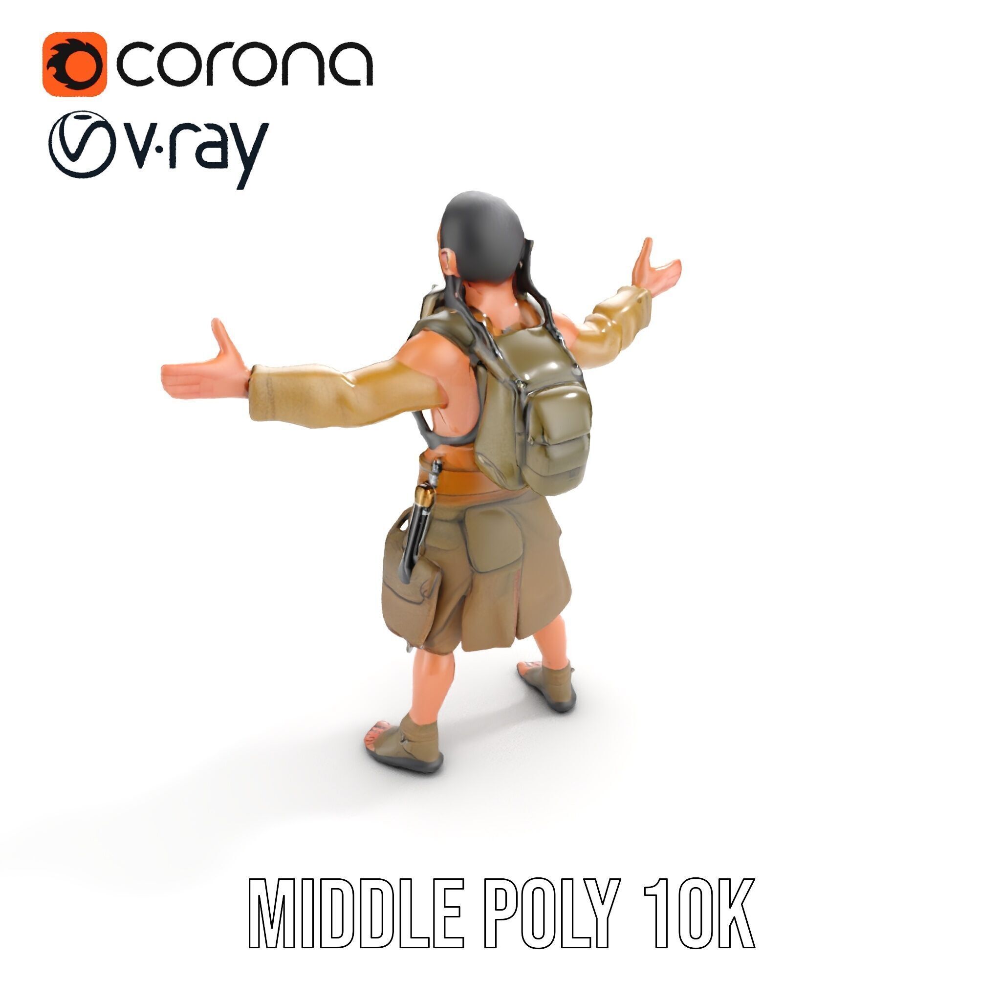PostApocalyptic Survivor Rigged and Animated D Character Model Low-poly 3D model_32