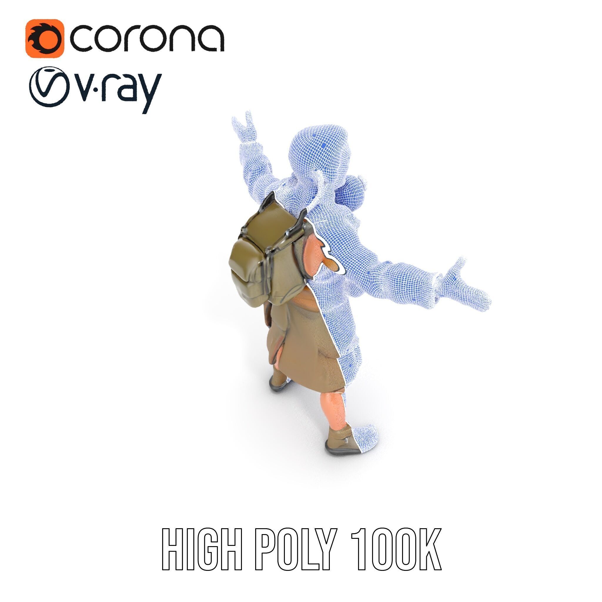 PostApocalyptic Survivor Rigged and Animated D Character Model Low-poly 3D model_19