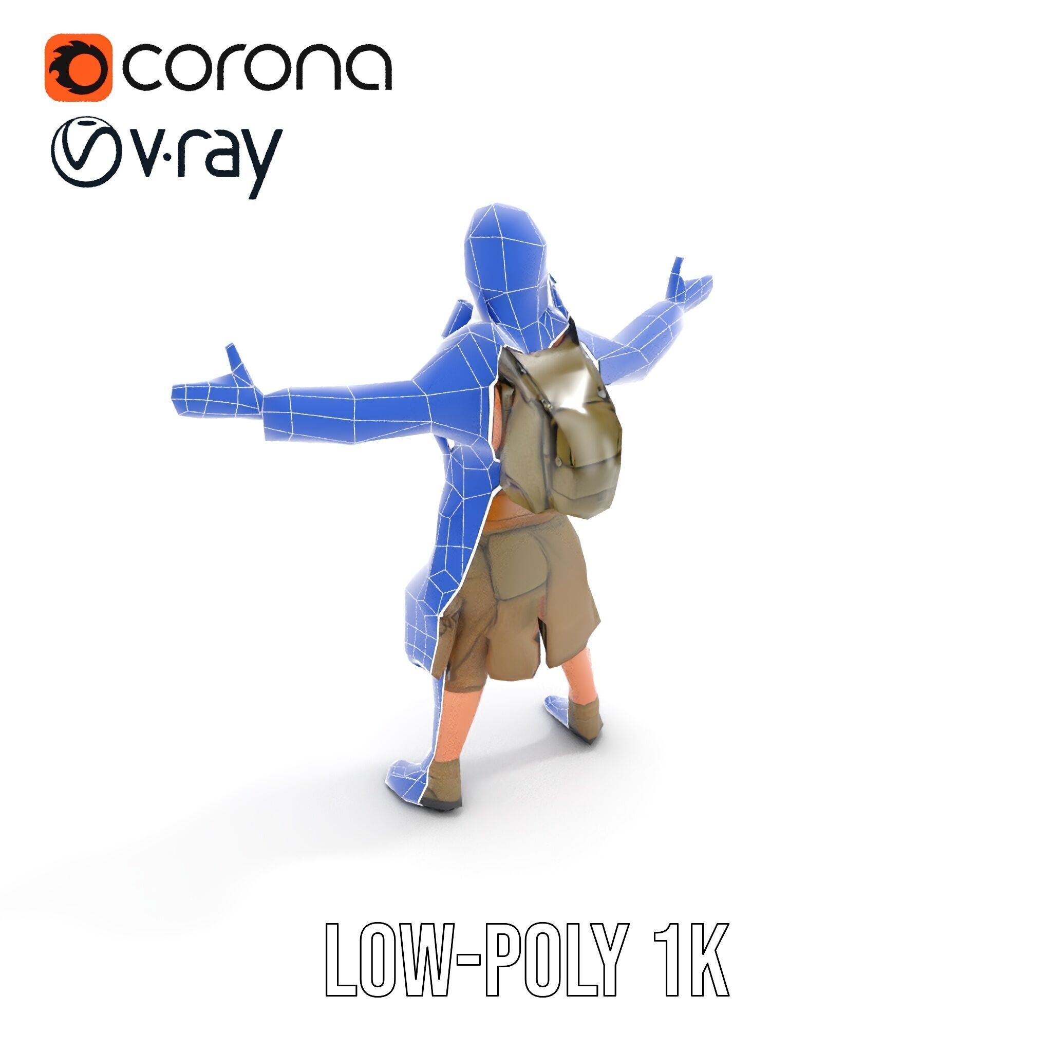 PostApocalyptic Survivor Rigged and Animated D Character Model Low-poly 3D model_33