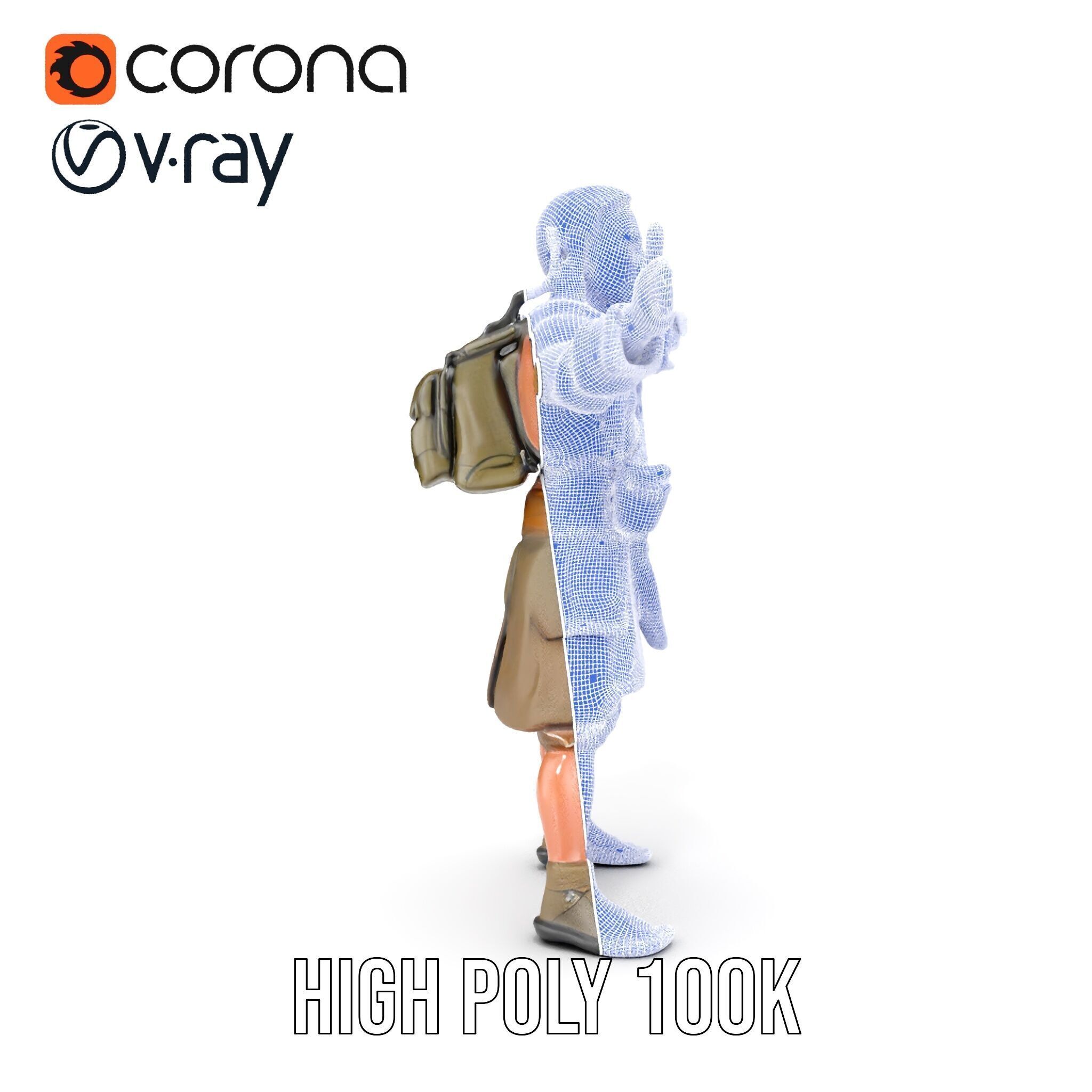 PostApocalyptic Survivor Rigged and Animated D Character Model Low-poly 3D model_37