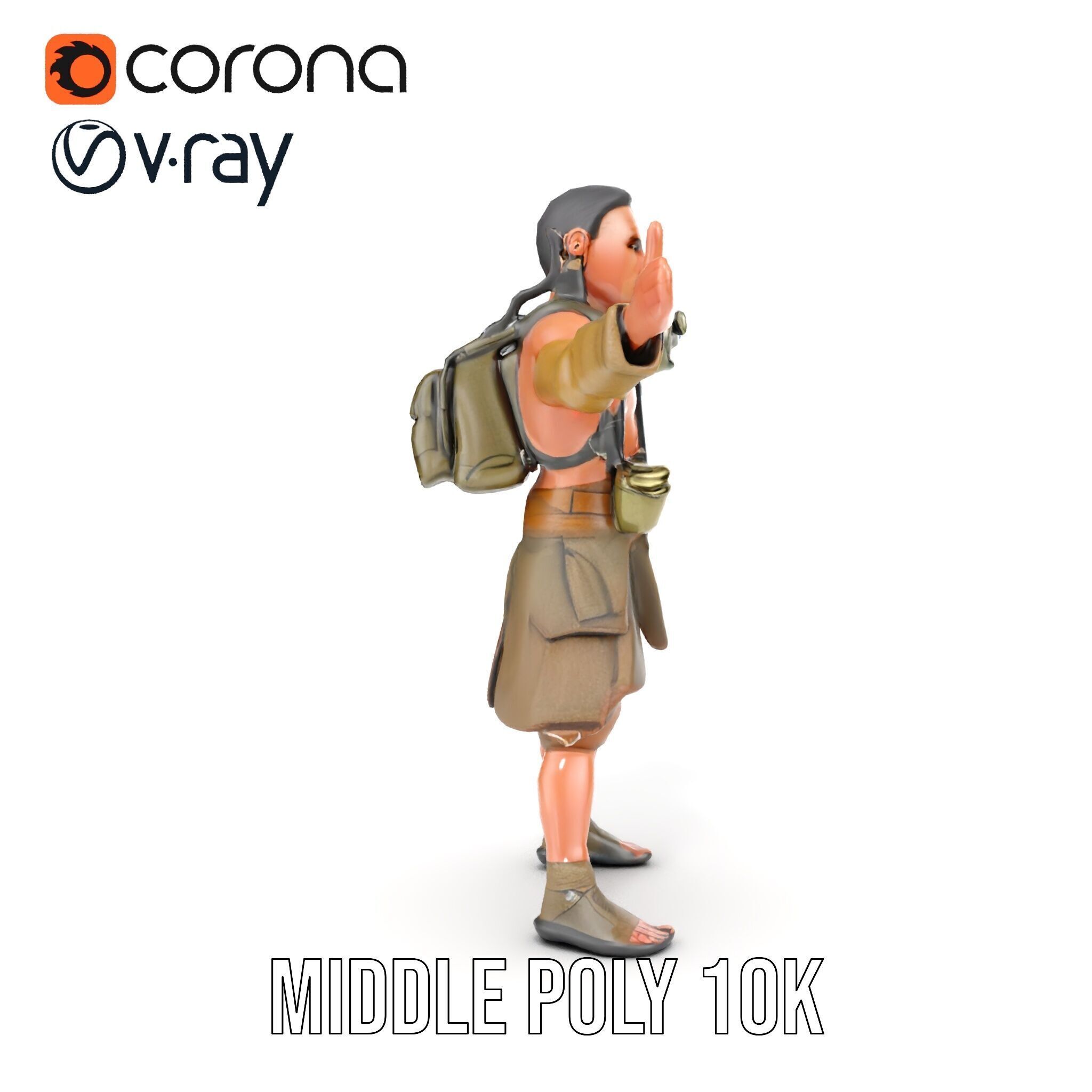 PostApocalyptic Survivor Rigged and Animated D Character Model Low-poly 3D model_35