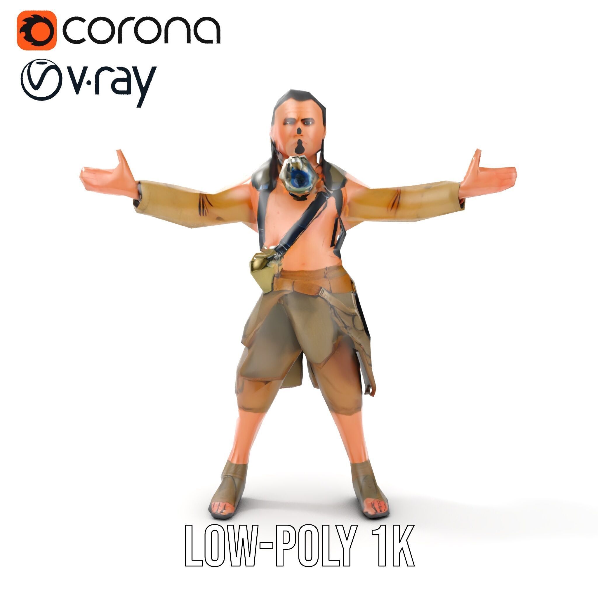 PostApocalyptic Survivor Rigged and Animated D Character Model Low-poly 3D model_12