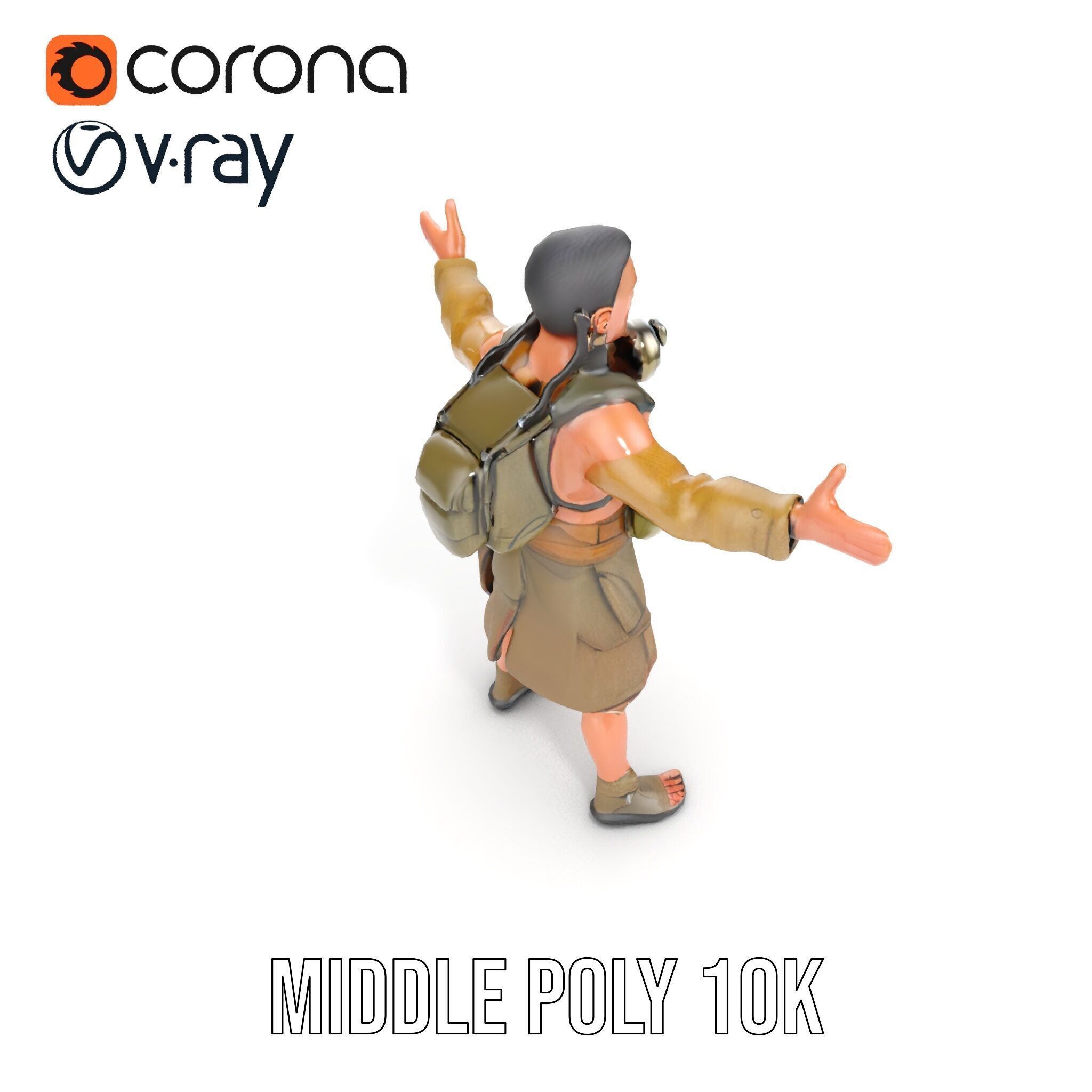 PostApocalyptic Survivor Rigged and Animated D Character Model Low-poly 3D model_14