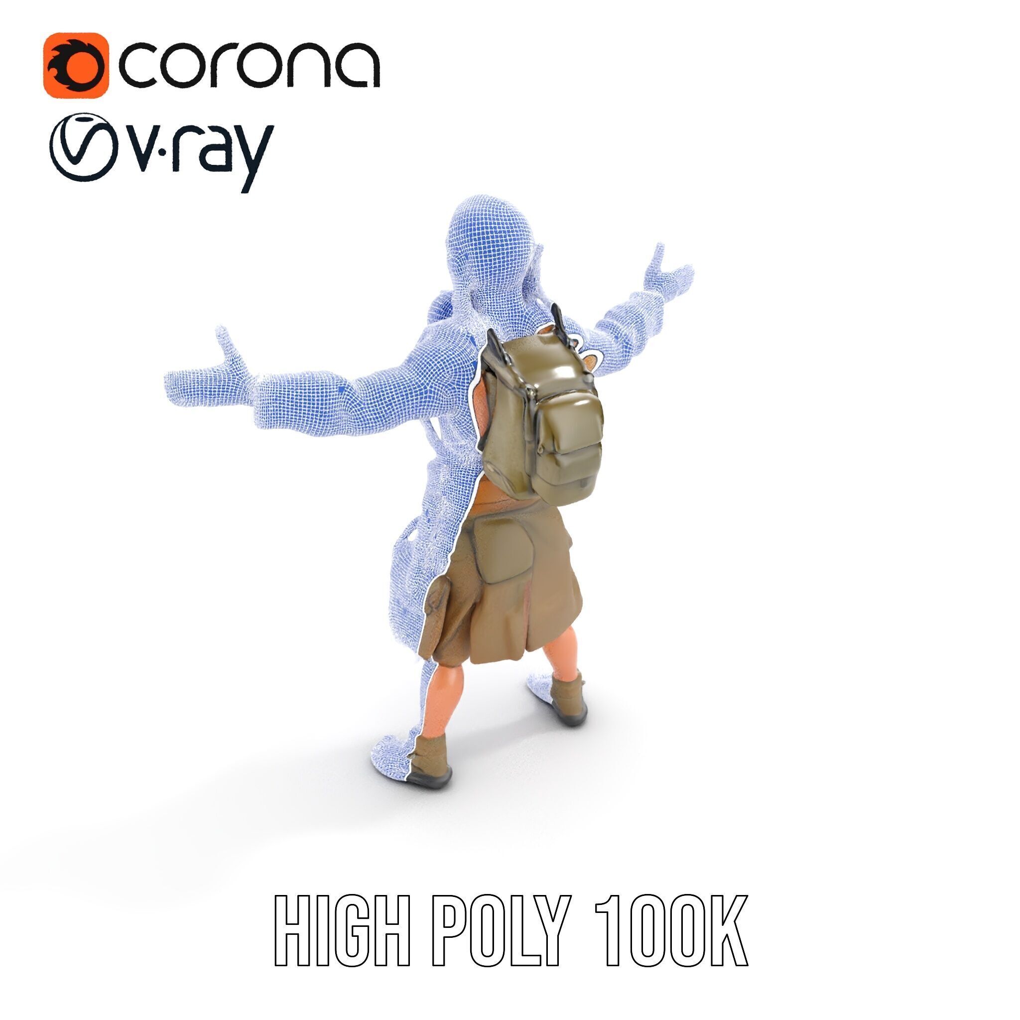 PostApocalyptic Survivor Rigged and Animated D Character Model Low-poly 3D model_41