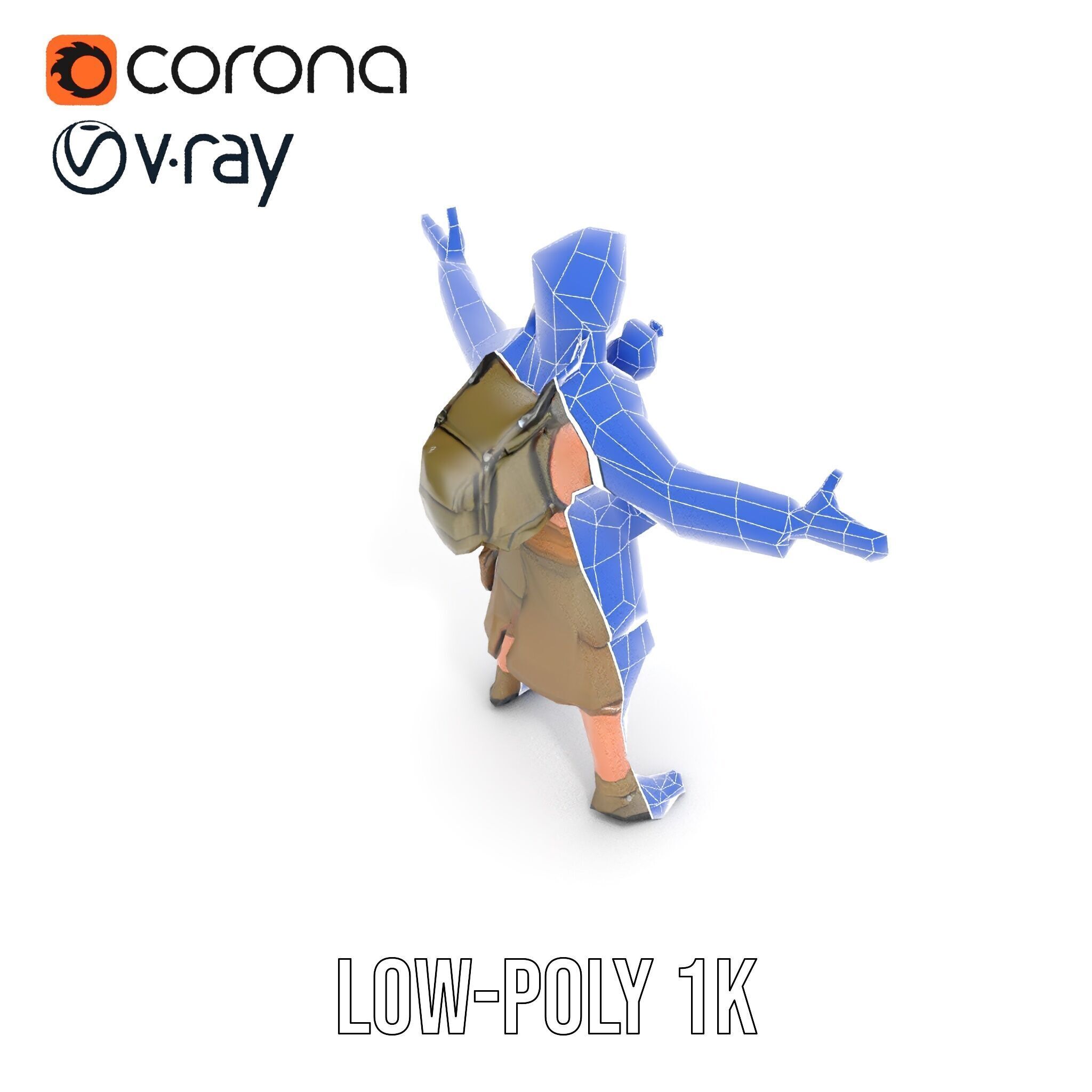 PostApocalyptic Survivor Rigged and Animated D Character Model Low-poly 3D model_21