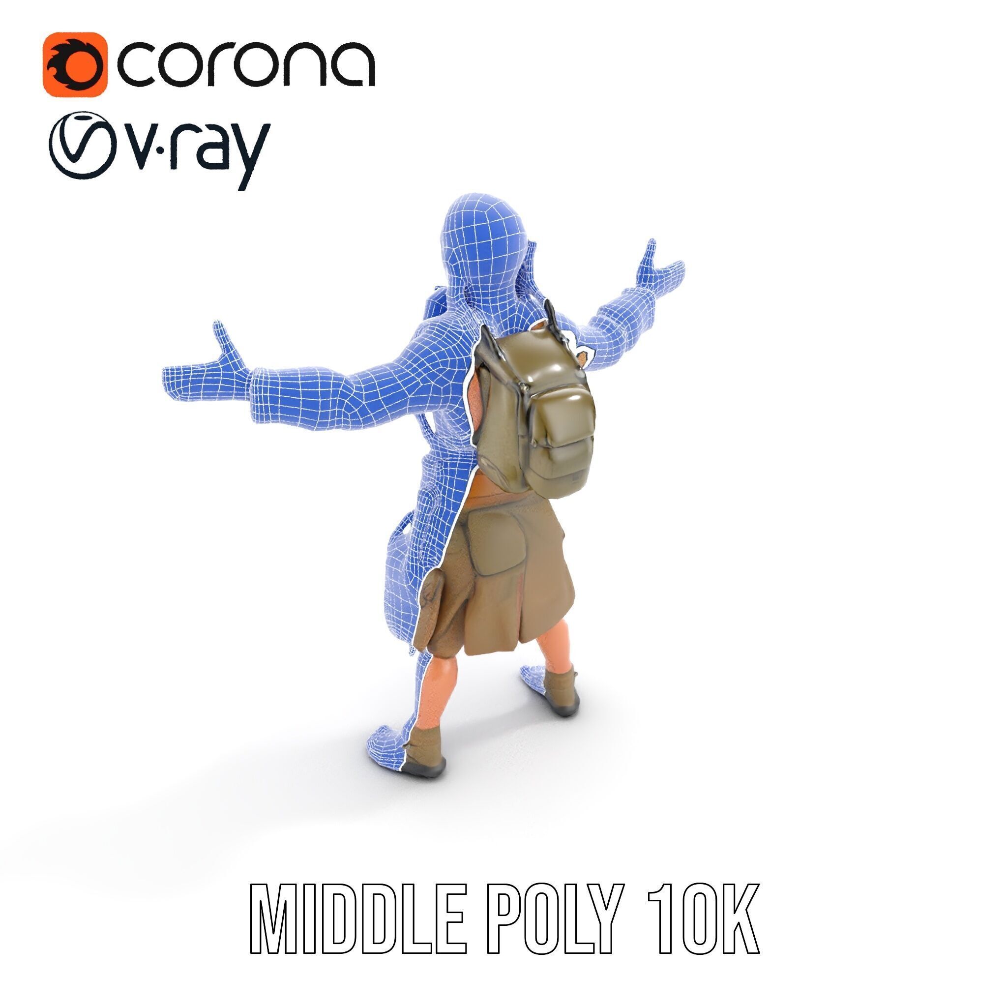 PostApocalyptic Survivor Rigged and Animated D Character Model Low-poly 3D model_23