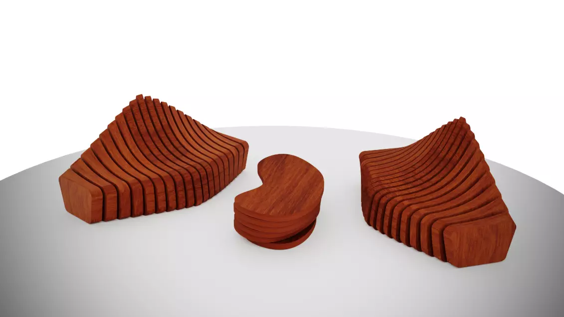 Modern Parametric Lounge Bench Corona Rendered Free 3D model