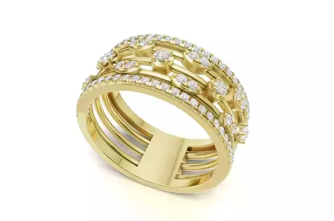 Multilayer Diamond Wedding Band 