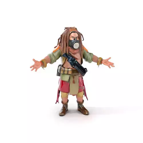 Postapocalyptic Survivor Rigged and Animated D Character Model