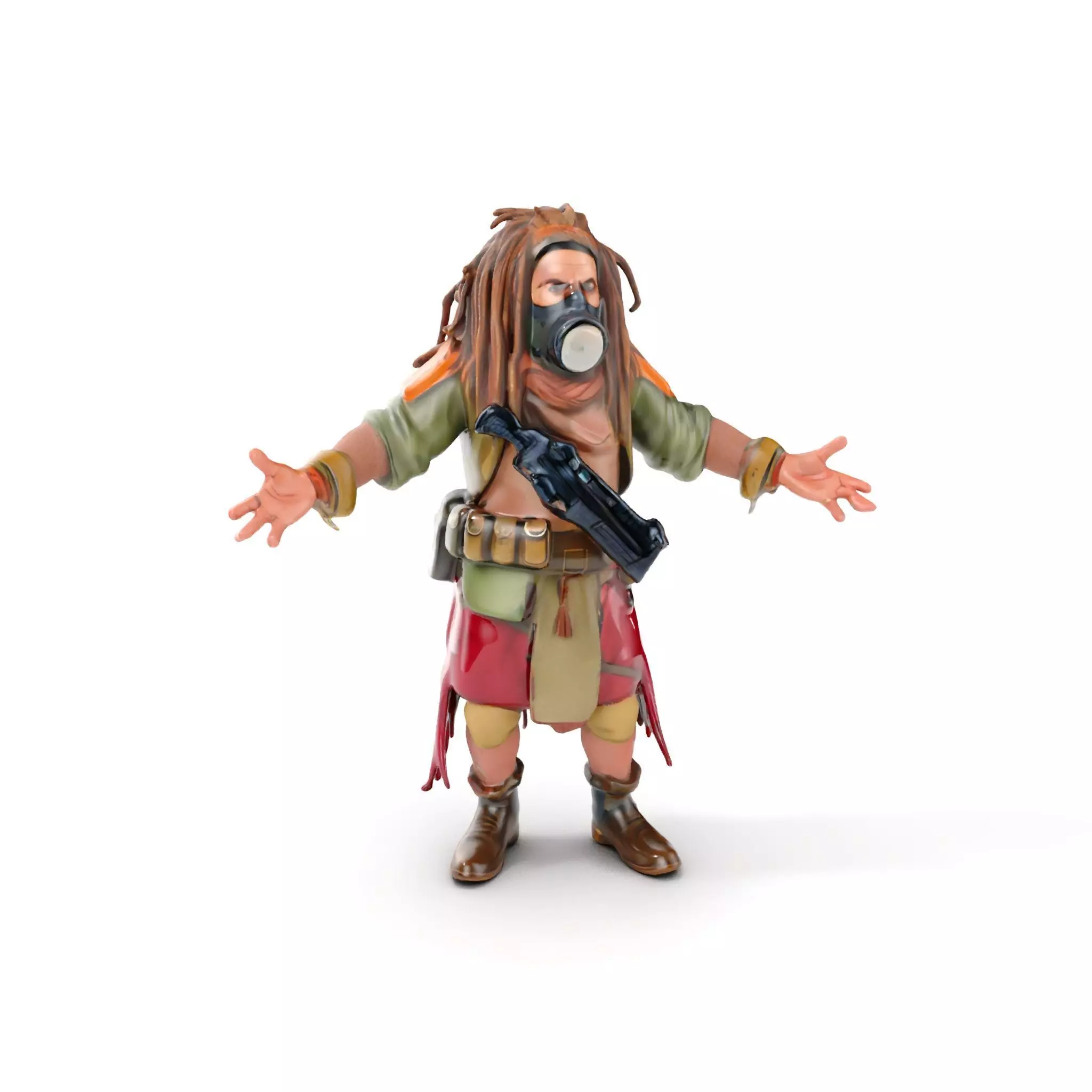 Postapocalyptic Survivor Rigged and Animated D Character Model Low-poly 3D model