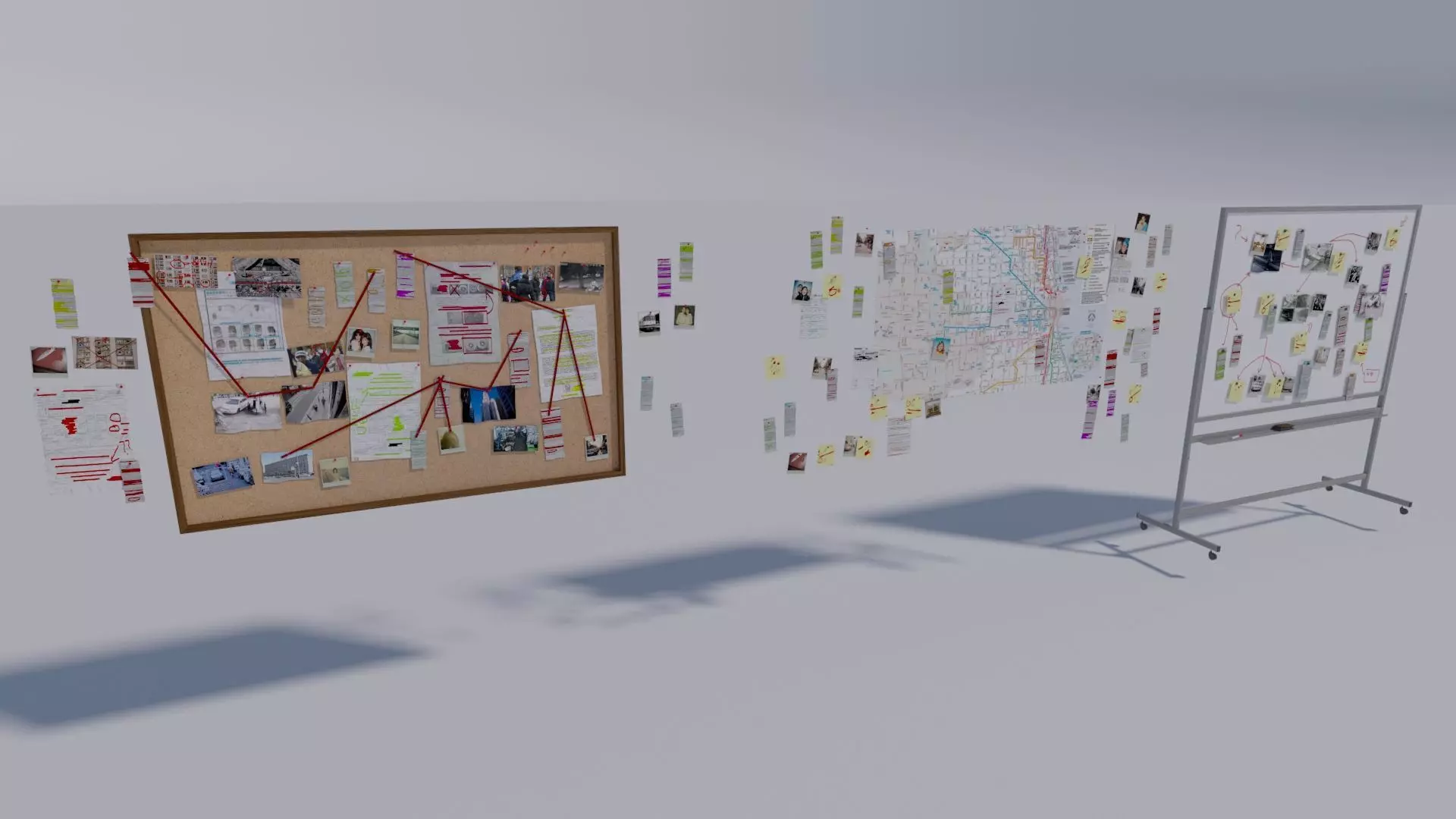 Bulletin Investigation Board with Documents 3D model
