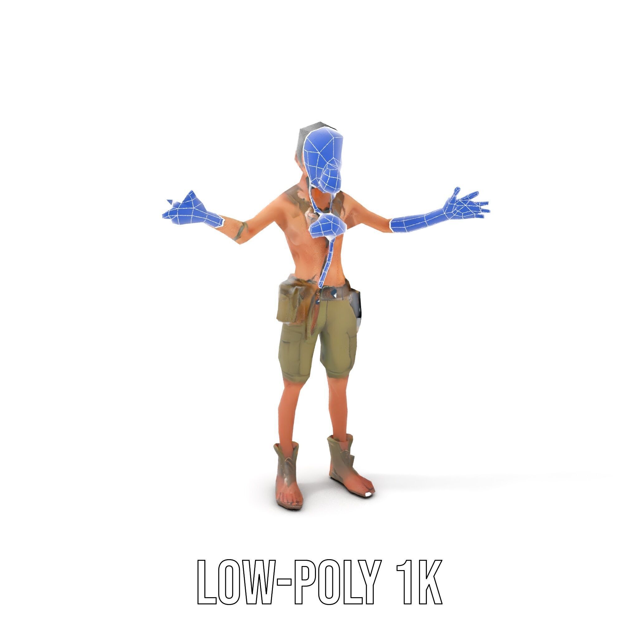 PostApocalyptic Survivor Character Rigged and Animated Low-poly 3D model_17