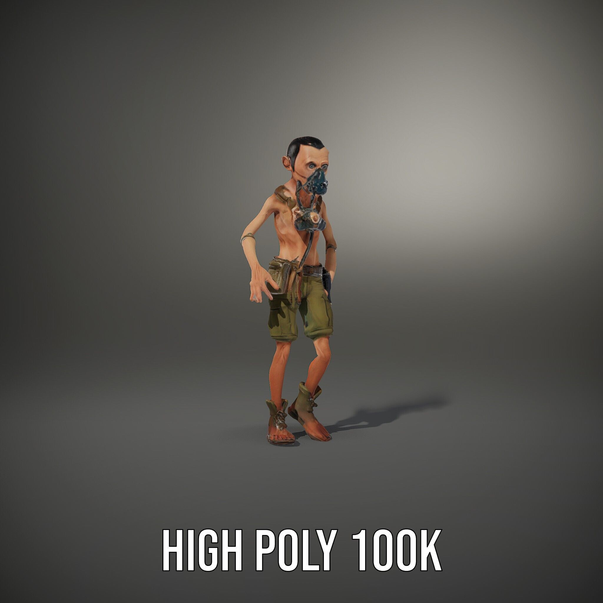 PostApocalyptic Survivor Character Rigged and Animated Low-poly 3D model_9