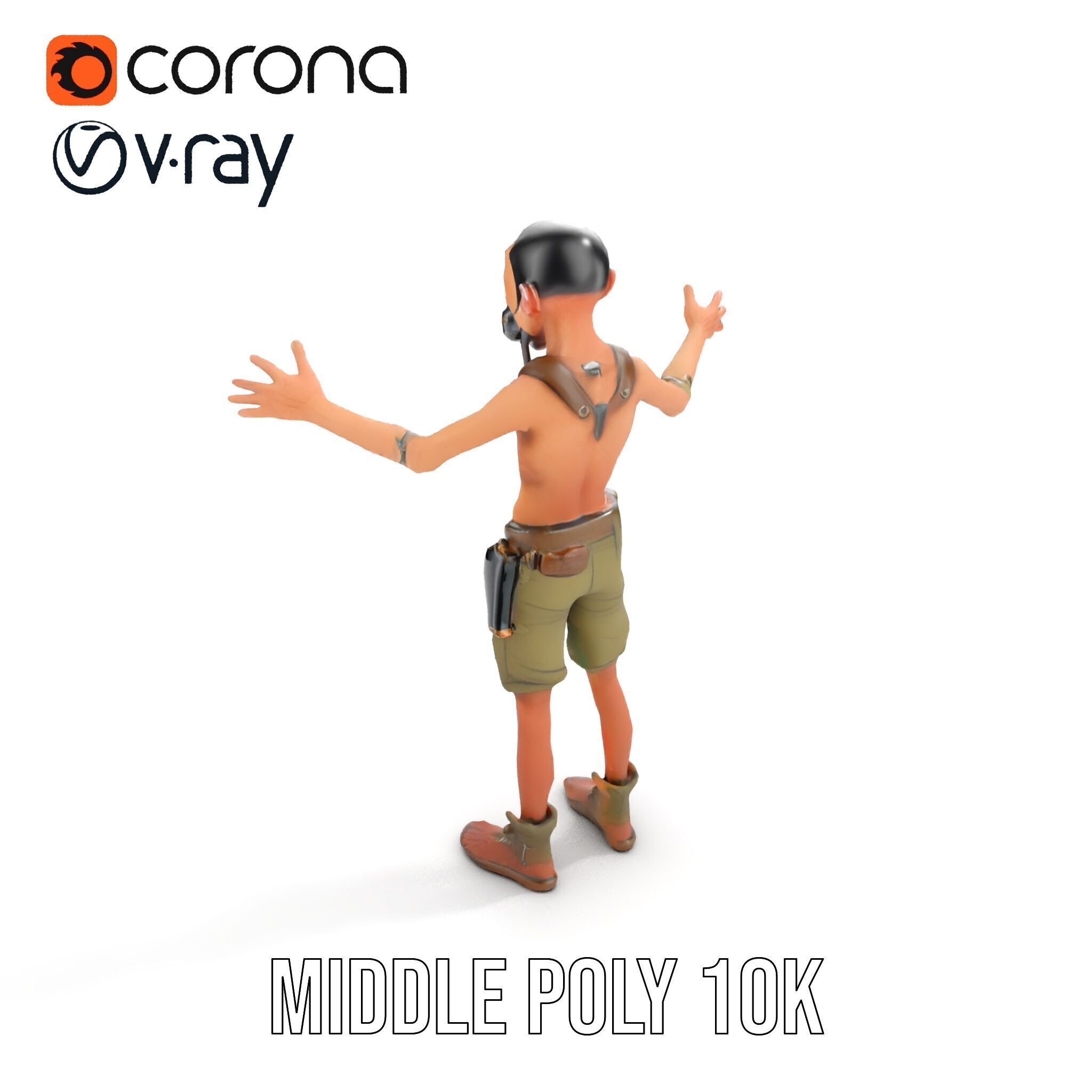 PostApocalyptic Survivor Character Rigged and Animated Low-poly 3D model_23