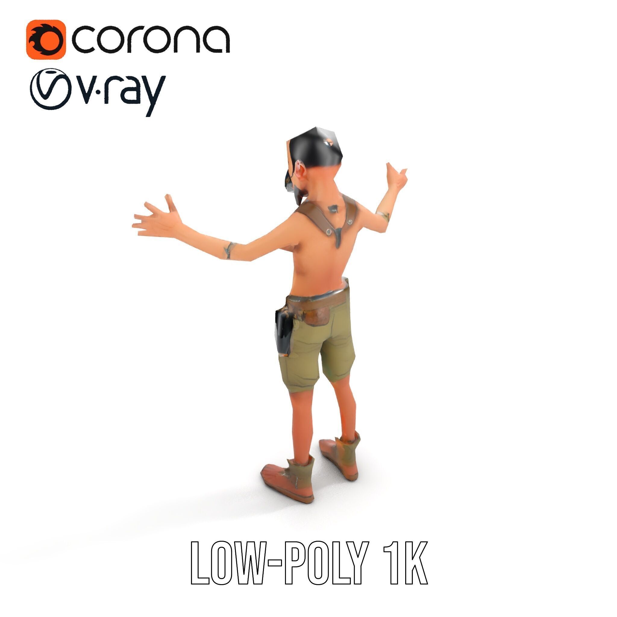 PostApocalyptic Survivor Character Rigged and Animated Low-poly 3D model_8