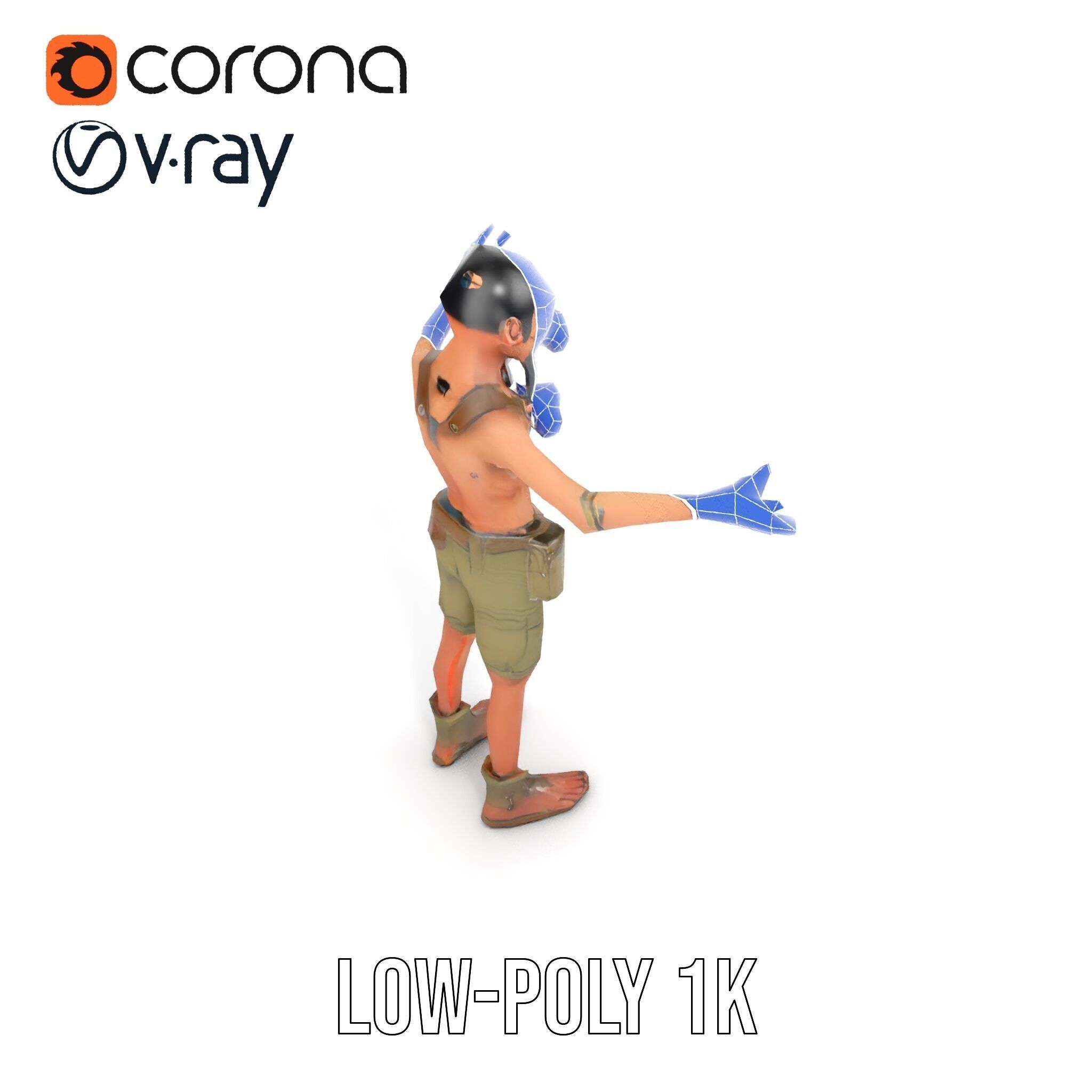 PostApocalyptic Survivor Character Rigged and Animated Low-poly 3D model_30