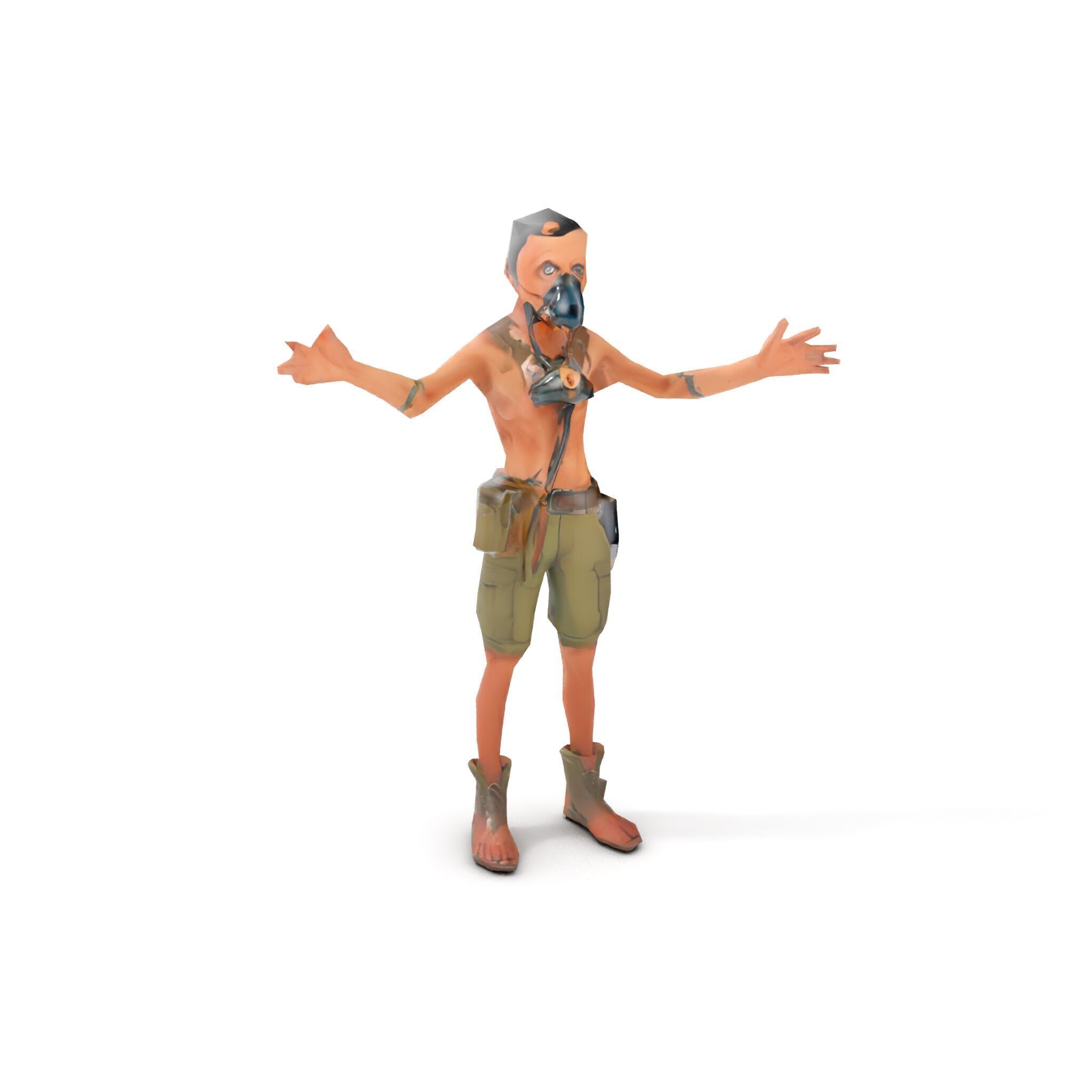 PostApocalyptic Survivor Character Rigged and Animated Low-poly 3D model_19