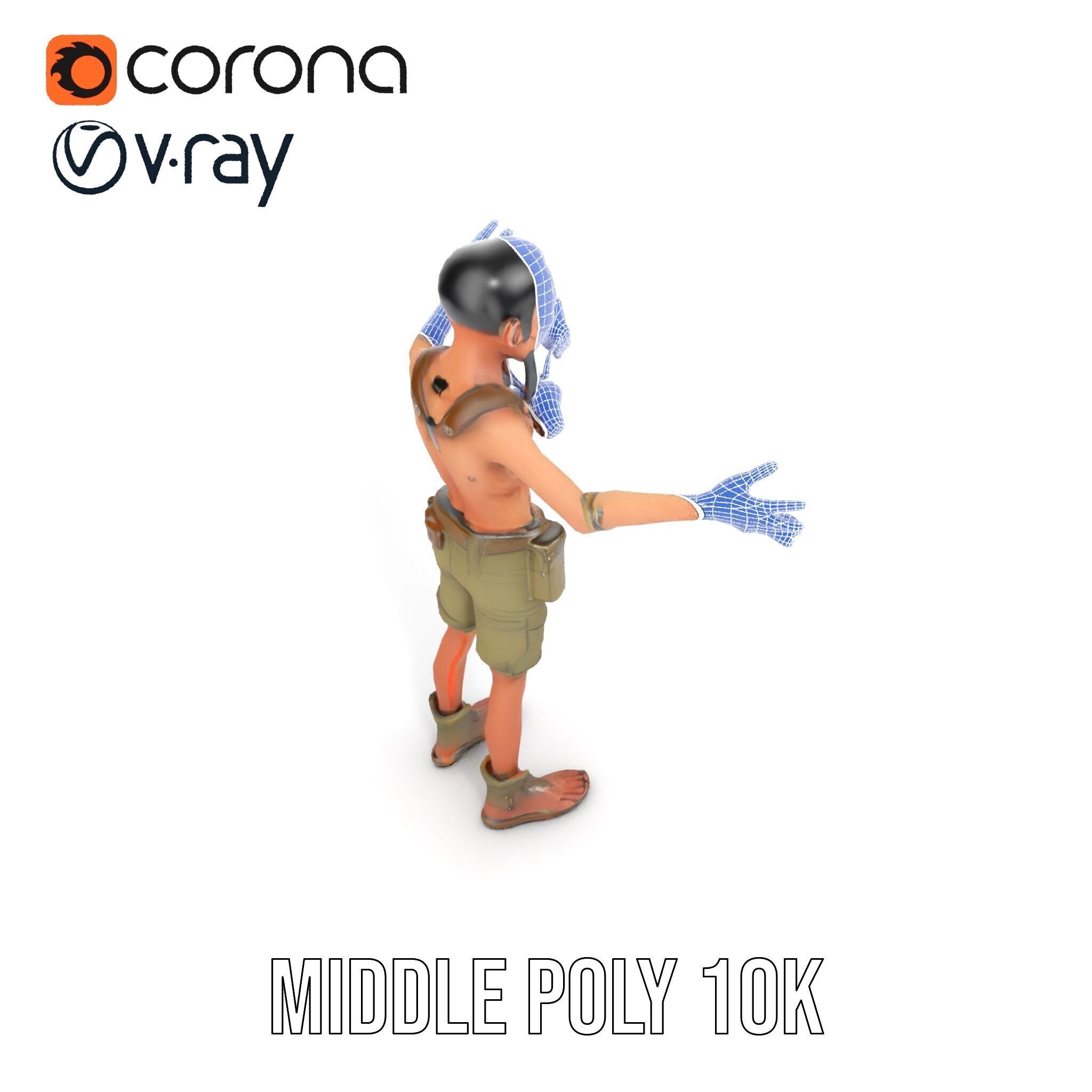 PostApocalyptic Survivor Character Rigged and Animated Low-poly 3D model_38