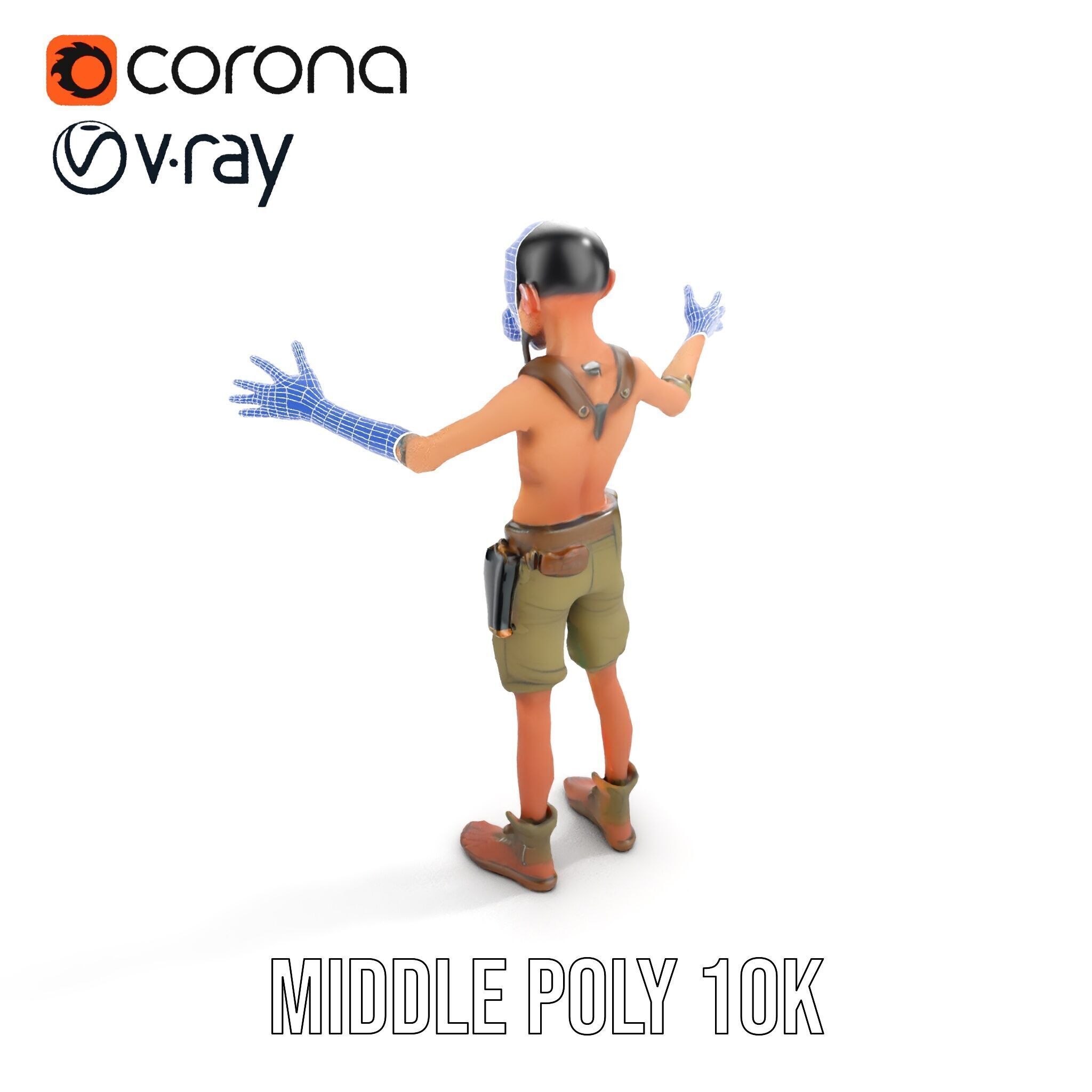 PostApocalyptic Survivor Character Rigged and Animated Low-poly 3D model_26