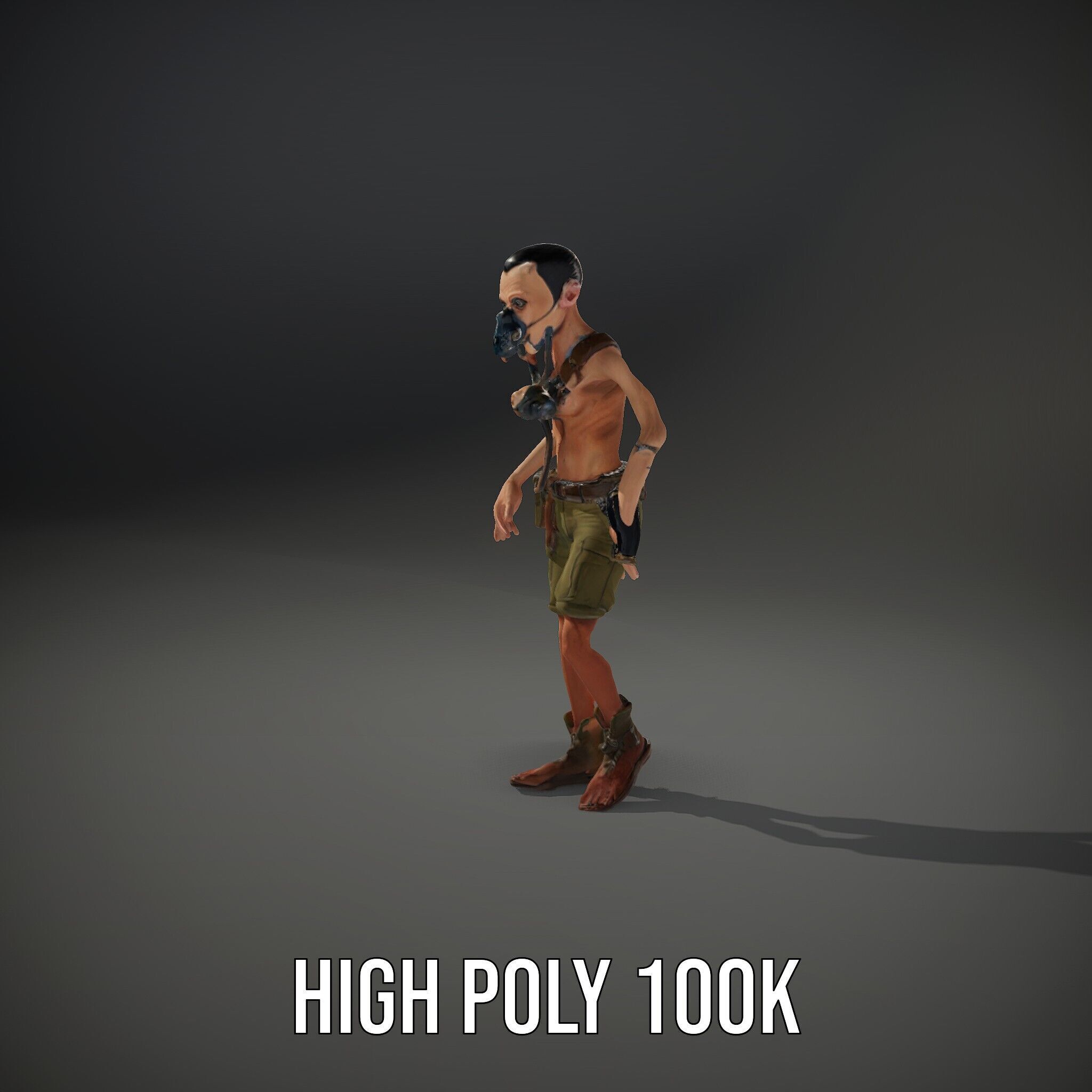 PostApocalyptic Survivor Character Rigged and Animated Low-poly 3D model_15