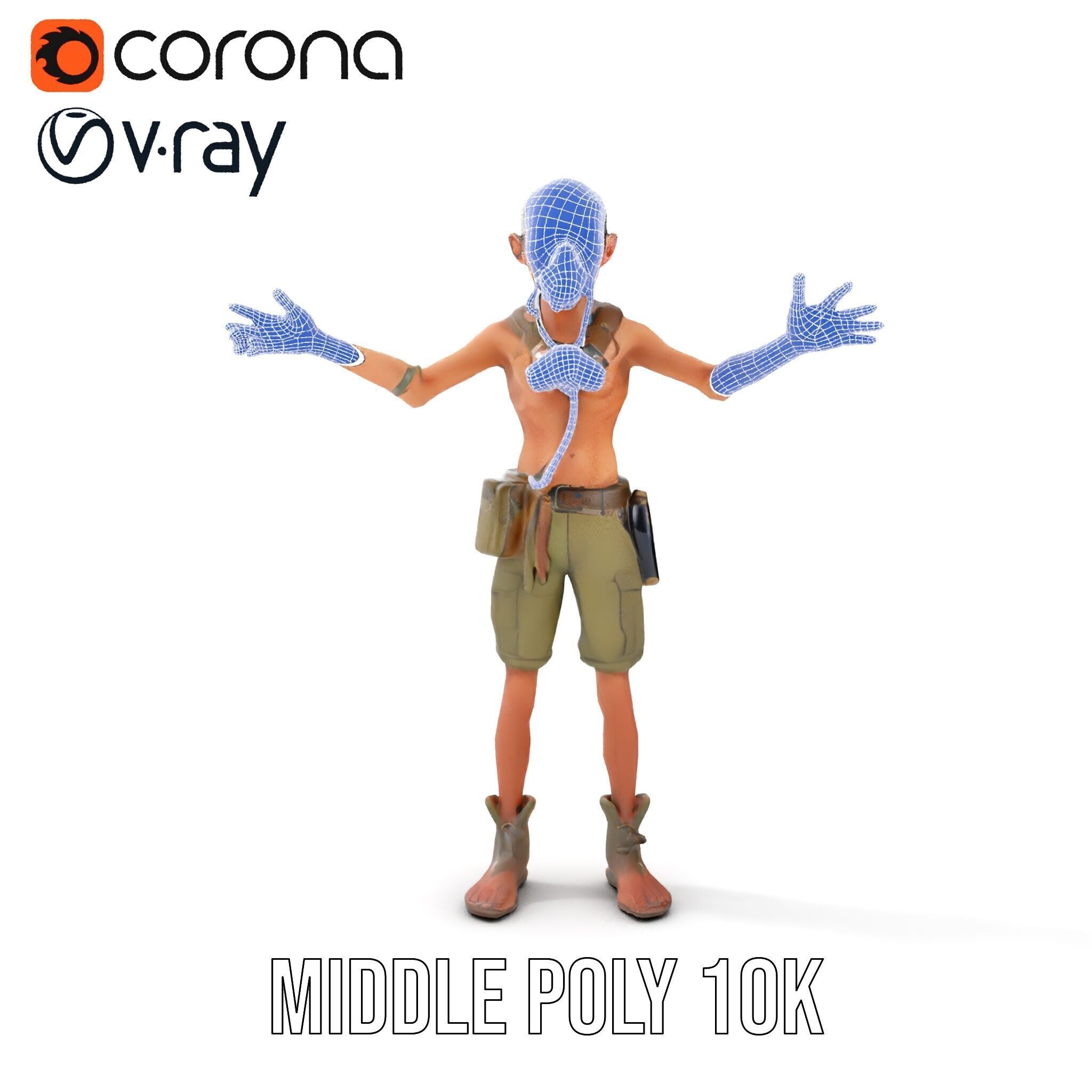 PostApocalyptic Survivor Character Rigged and Animated Low-poly 3D model_32