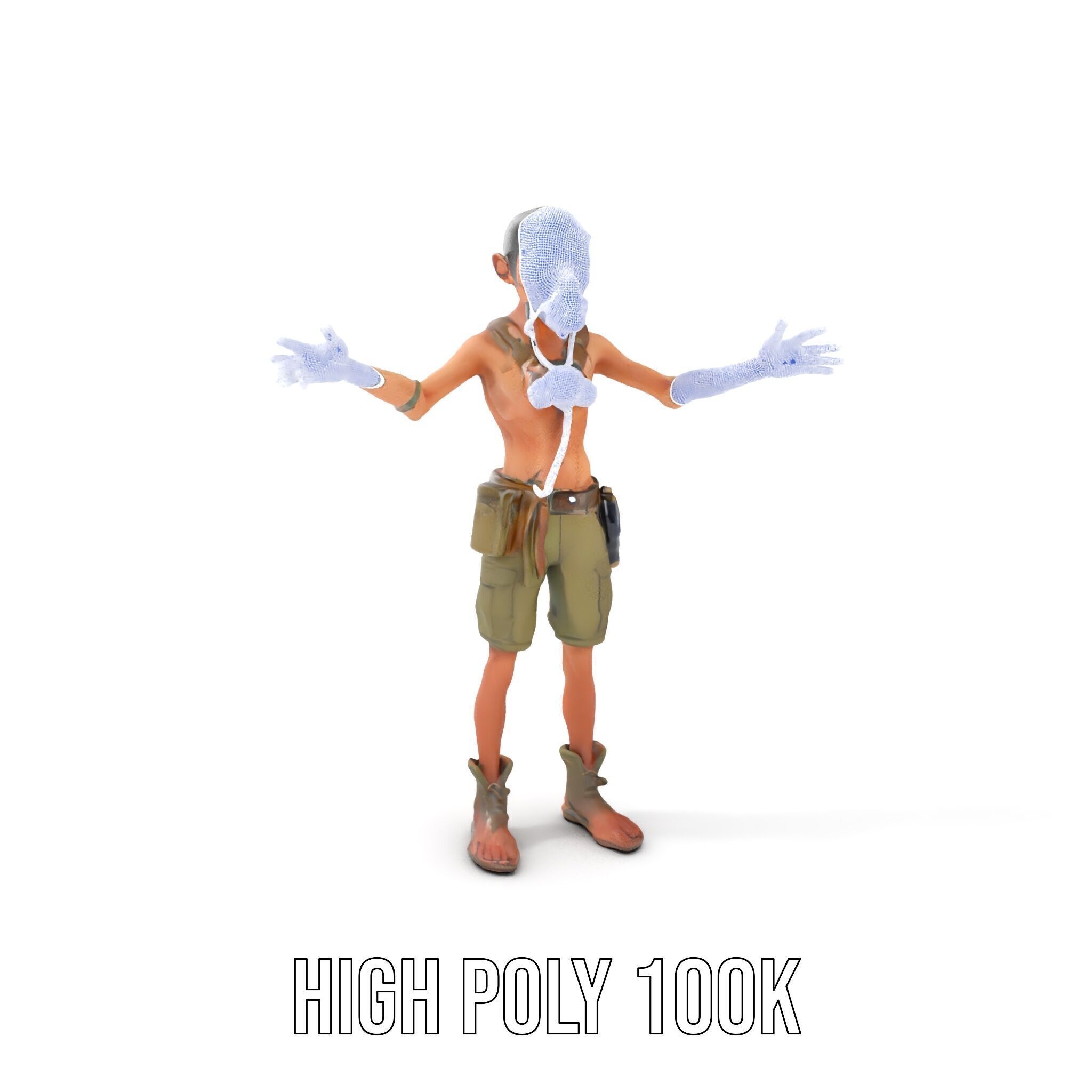PostApocalyptic Survivor Character Rigged and Animated Low-poly 3D model_5