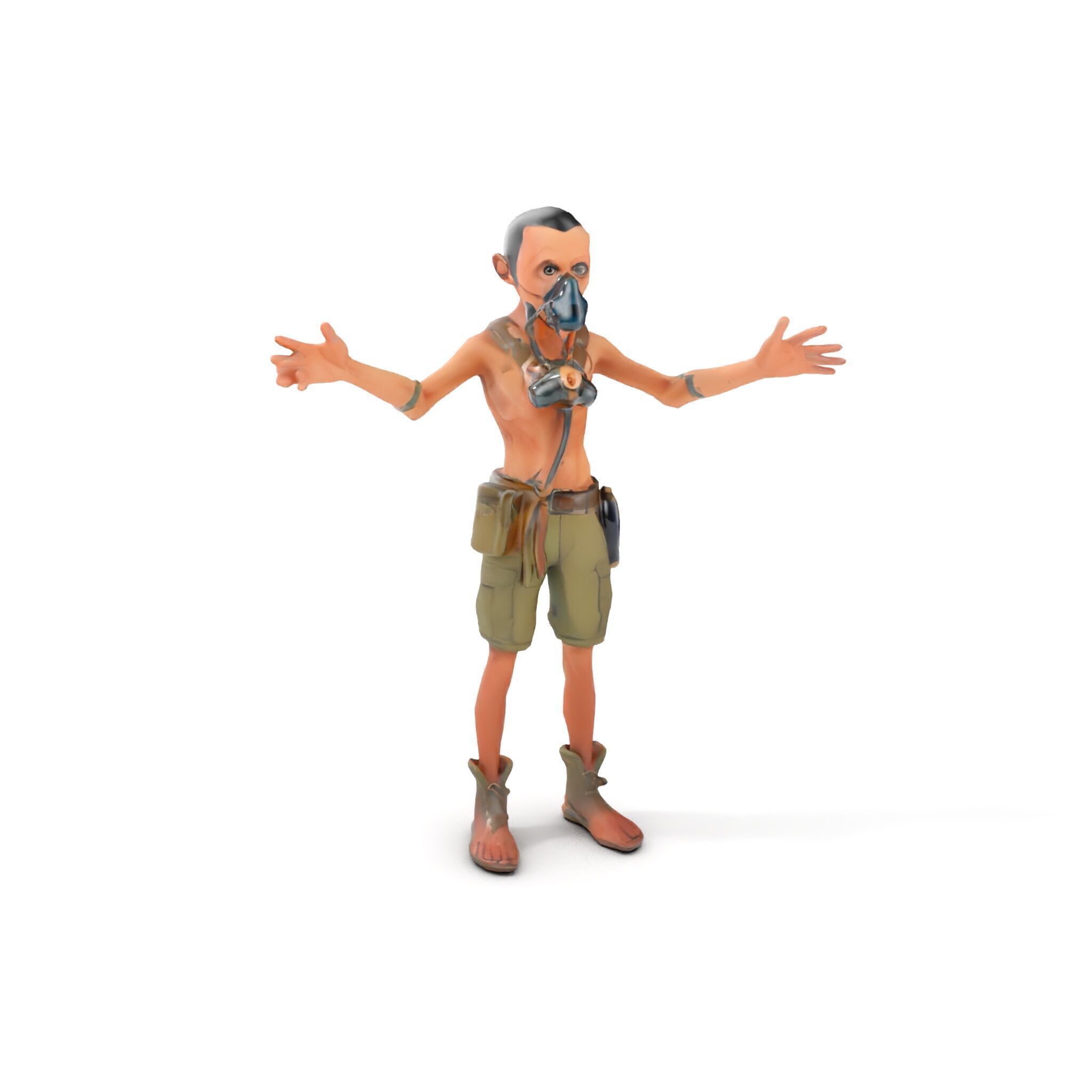 PostApocalyptic Survivor Character Rigged and Animated Low-poly 3D model_18