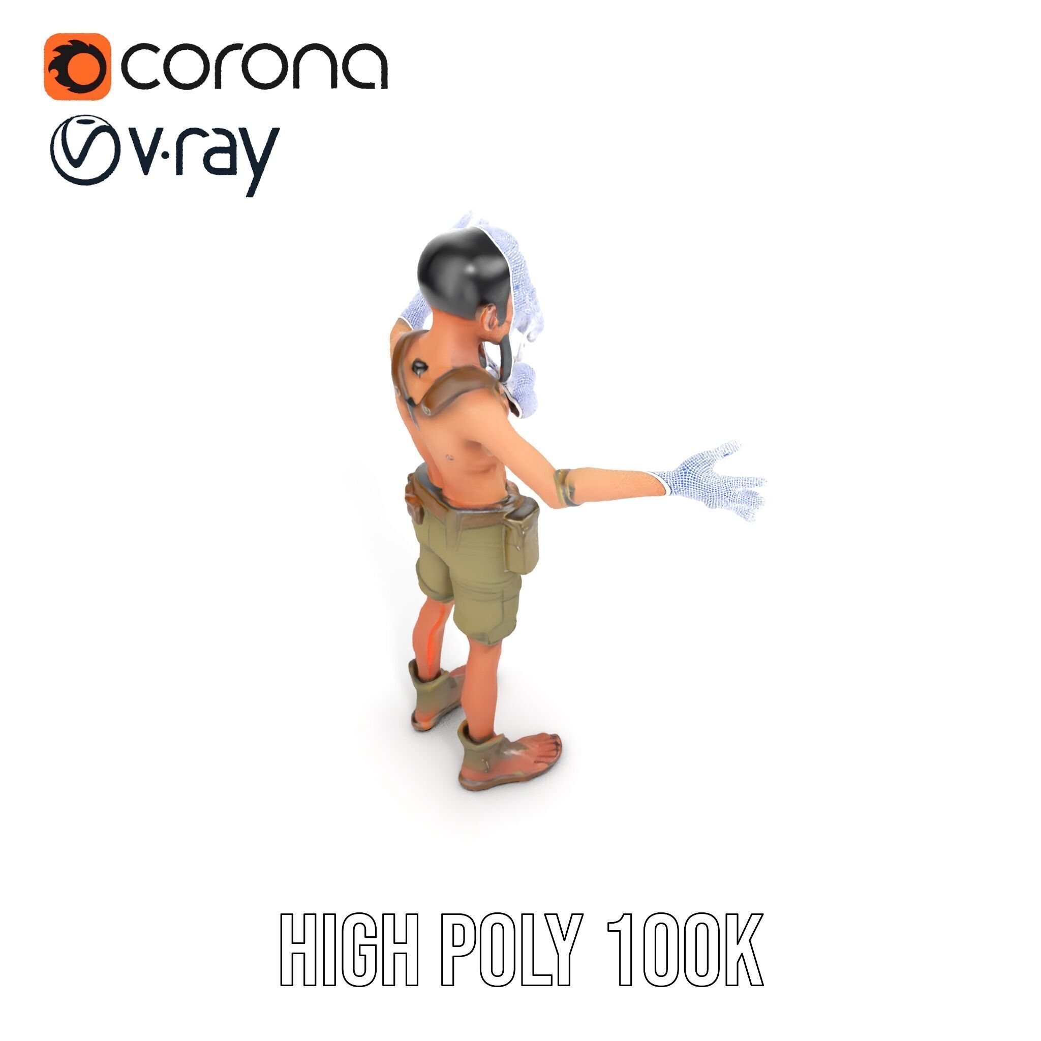 PostApocalyptic Survivor Character Rigged and Animated Low-poly 3D model_28