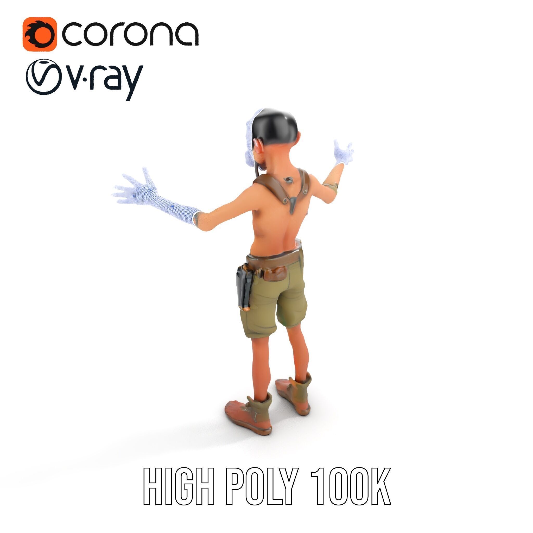 PostApocalyptic Survivor Character Rigged and Animated Low-poly 3D model_39