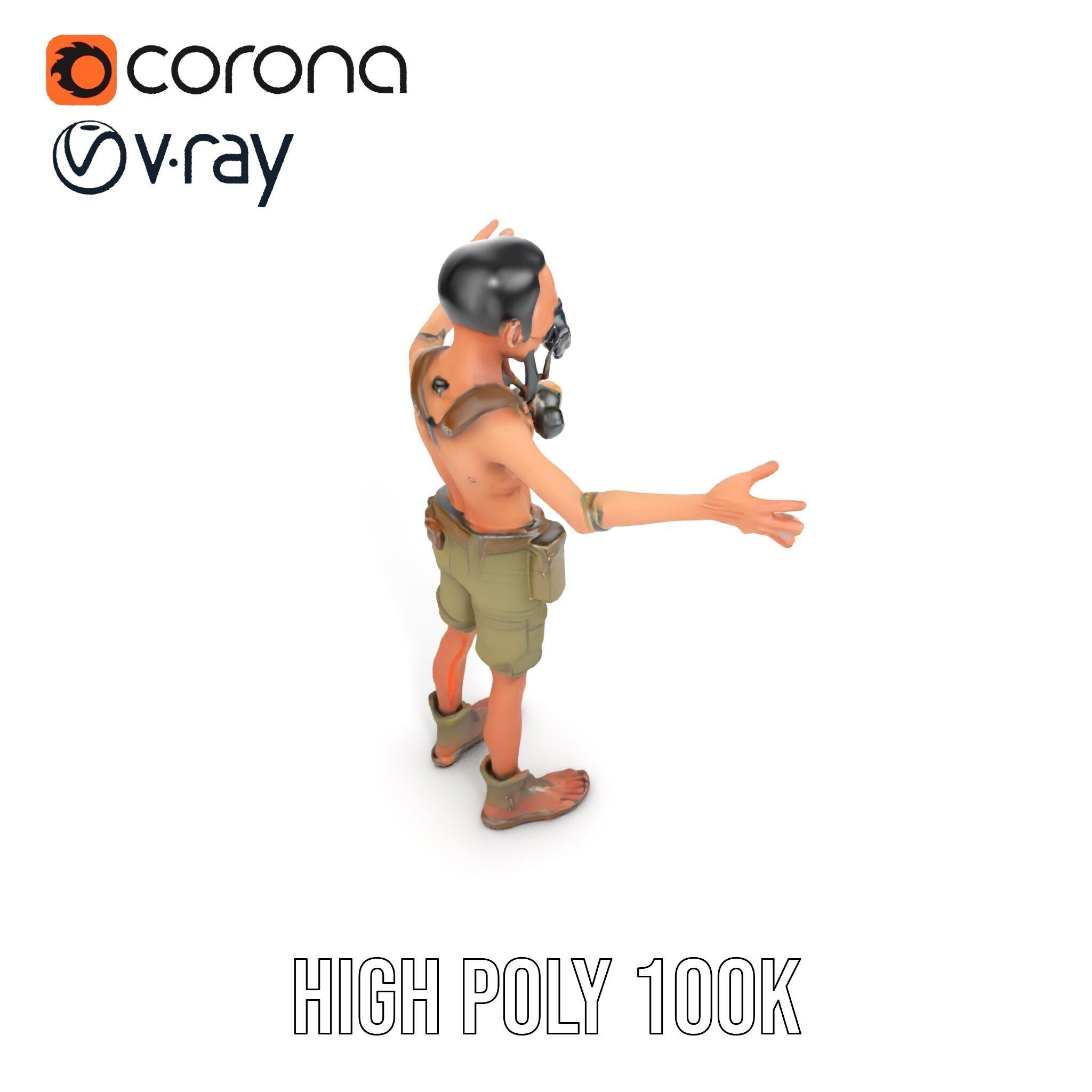 PostApocalyptic Survivor Character Rigged and Animated Low-poly 3D model_25