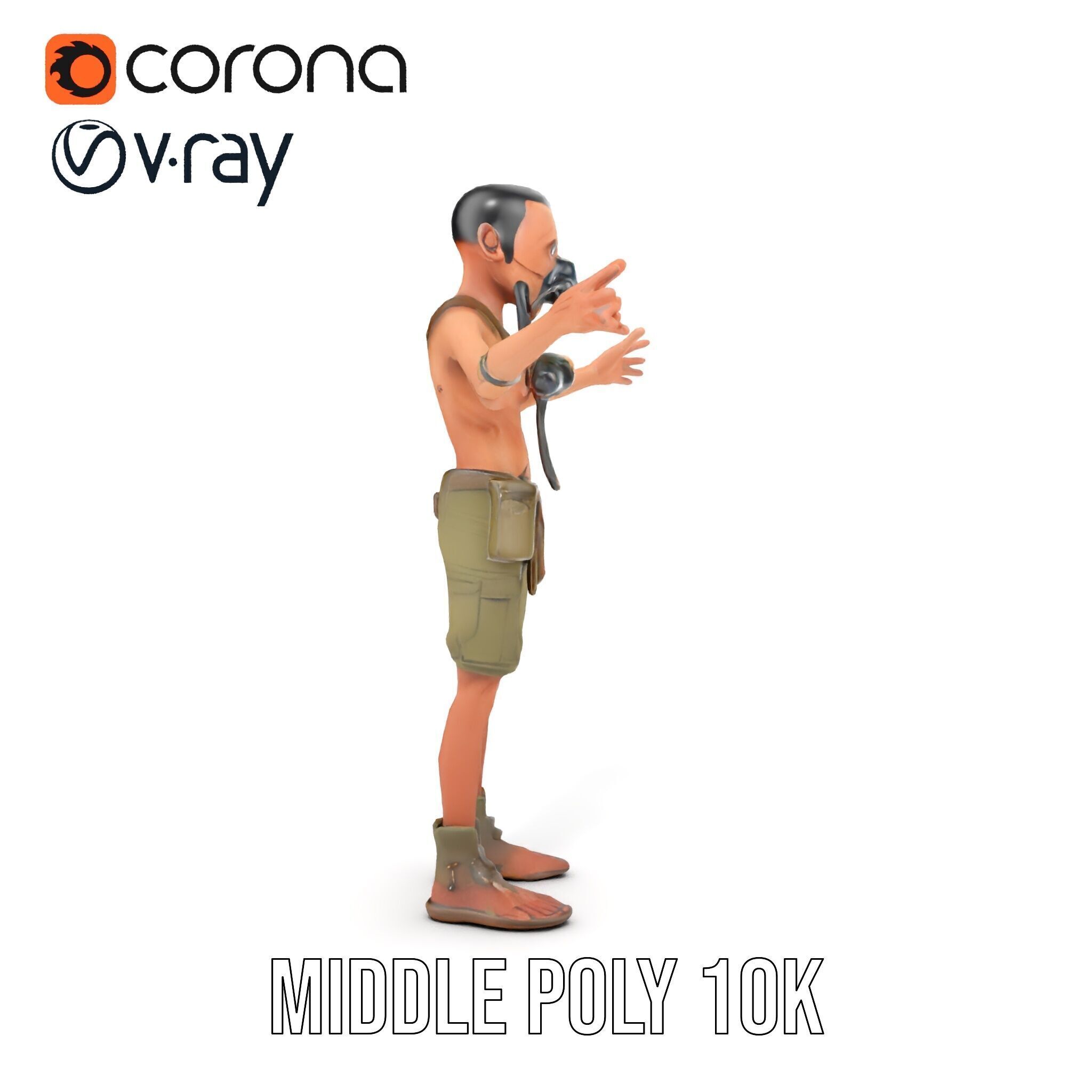 PostApocalyptic Survivor Character Rigged and Animated Low-poly 3D model_16